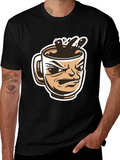 Angry Coffee Mug Graphic T-Shirt - Black