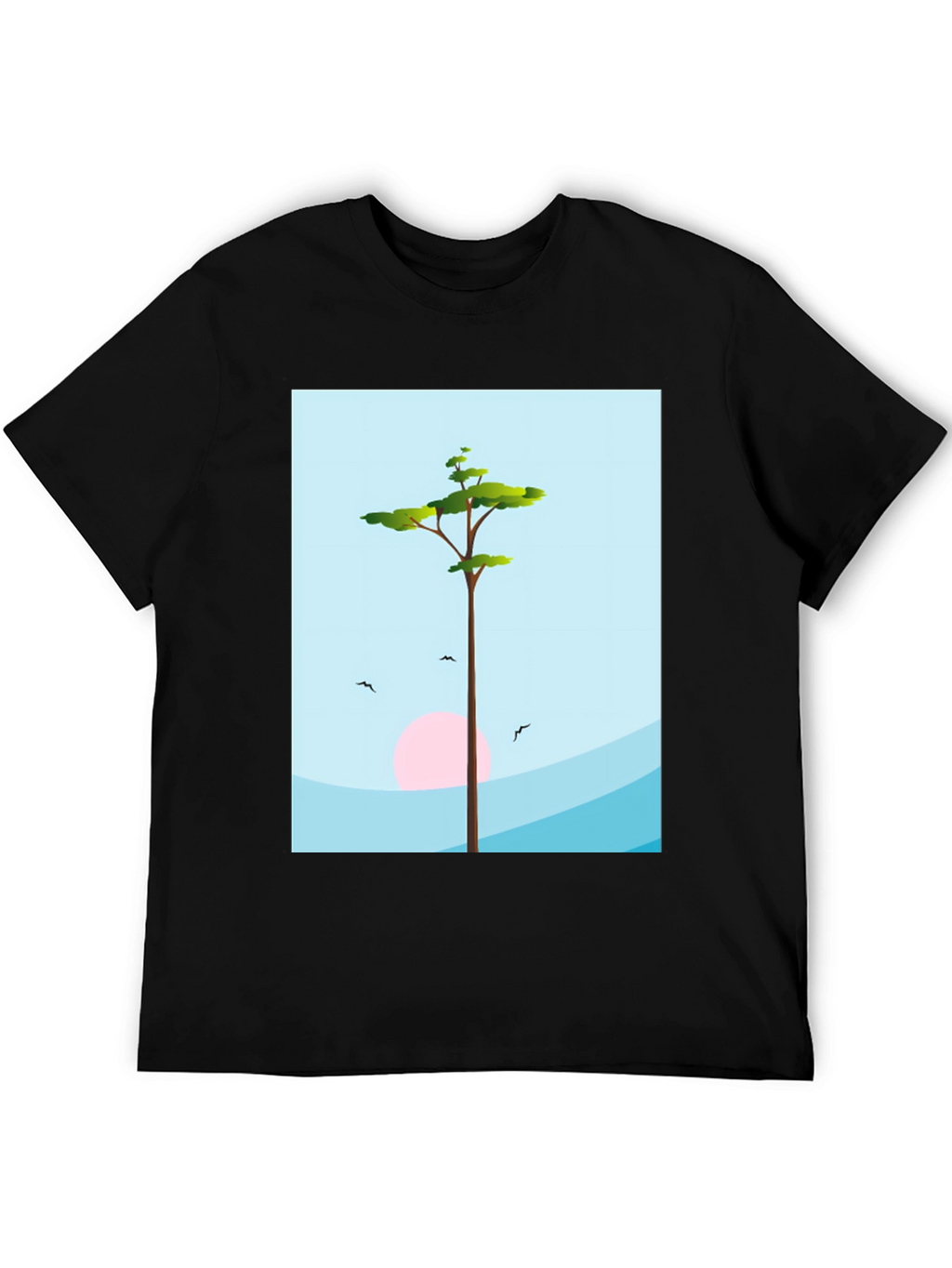 Nature Scene Graphic Tee - Black