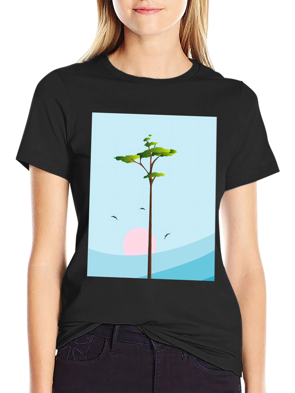 Nature Scene Graphic Tee - Black