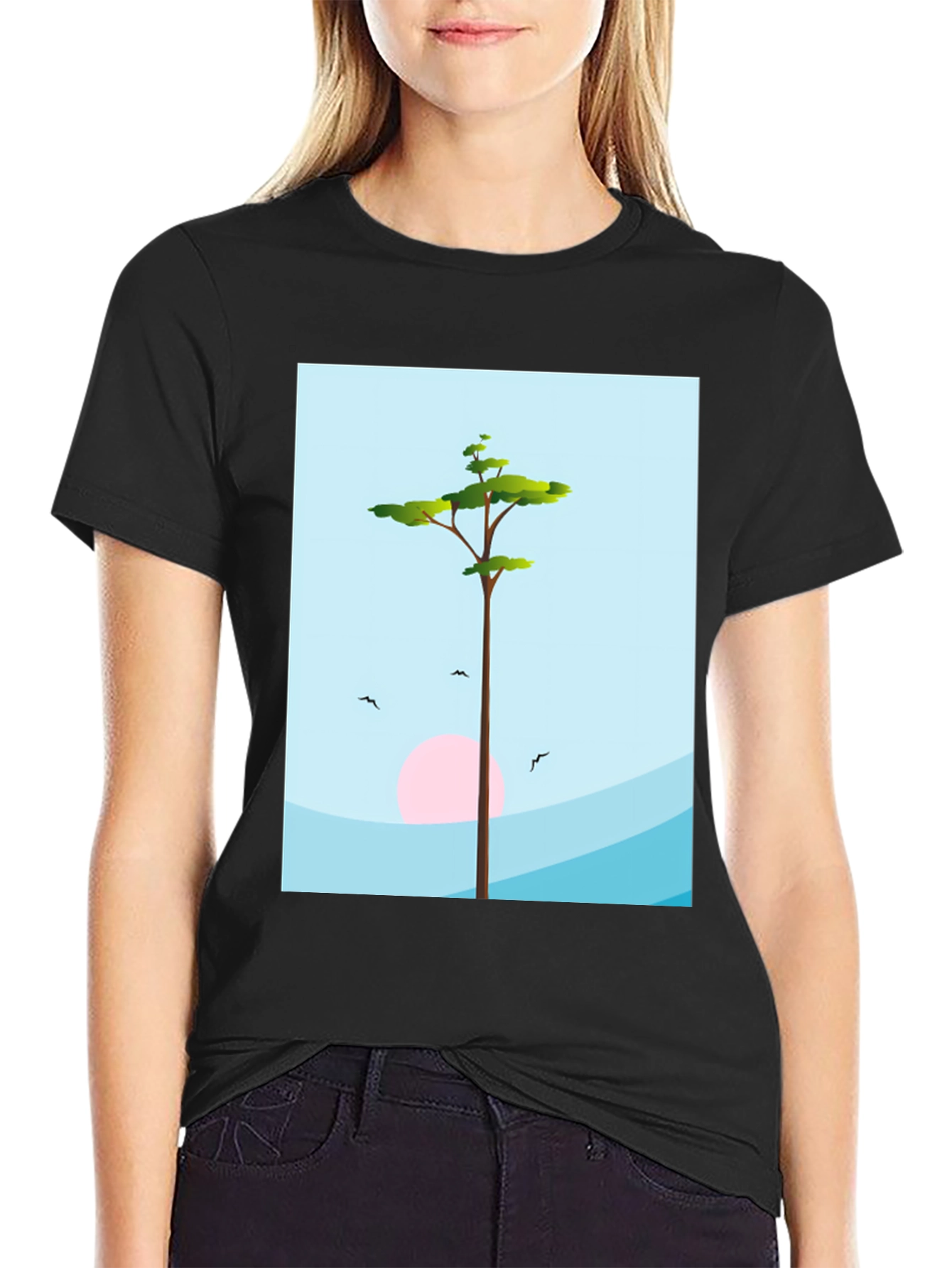 Nature Scene Graphic Tee - Black