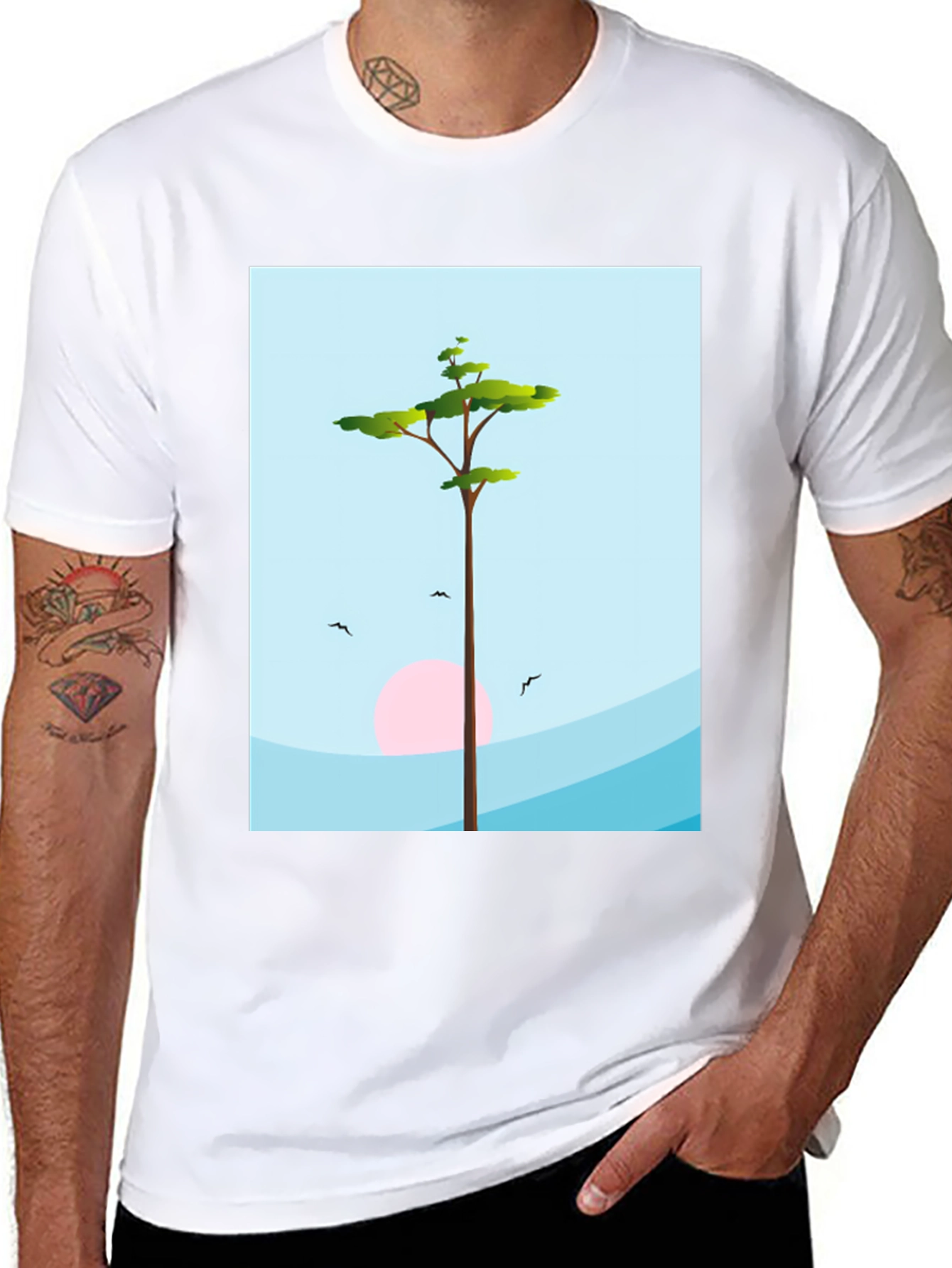 Nature Scene Graphic Tee - Black