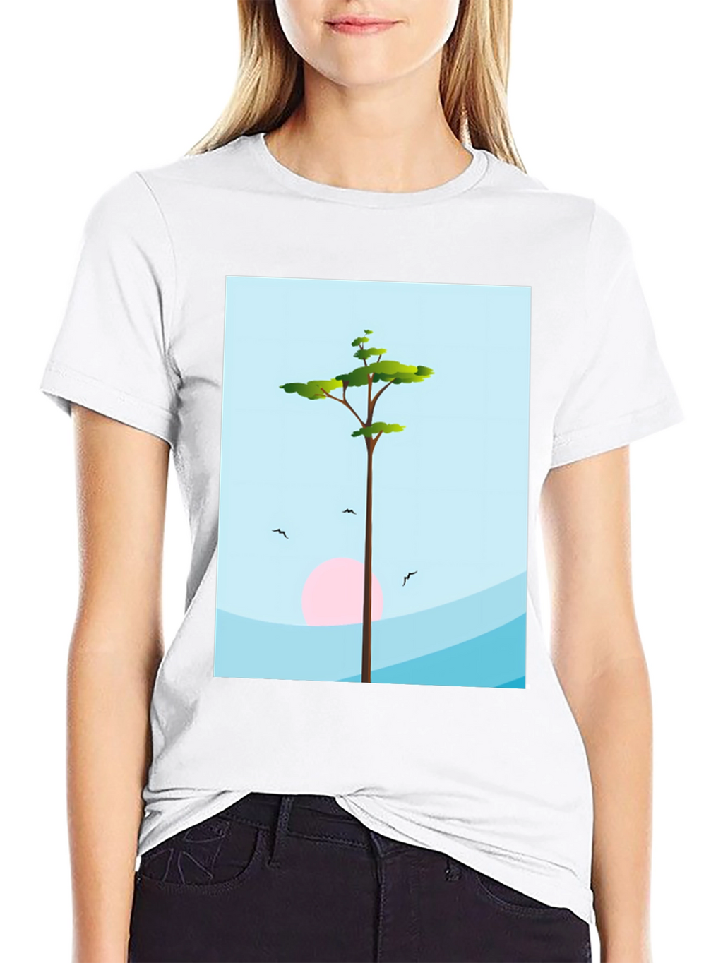 Nature Scene Graphic Tee - Black