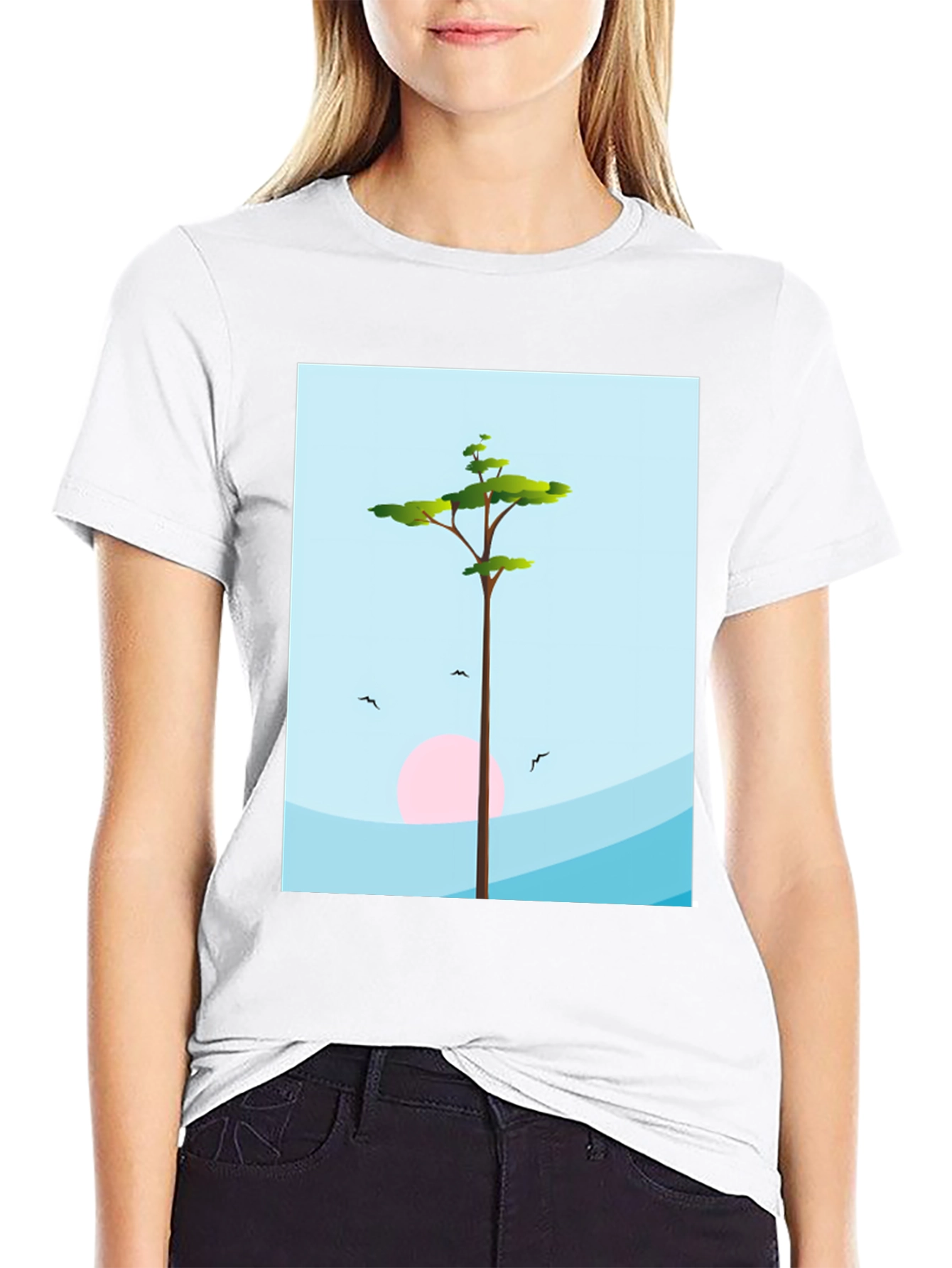 Nature Scene Graphic Tee - Black