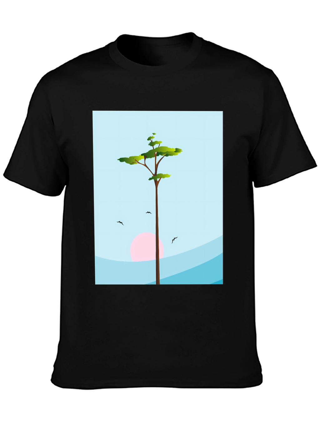 Nature Scene Graphic Tee - Black