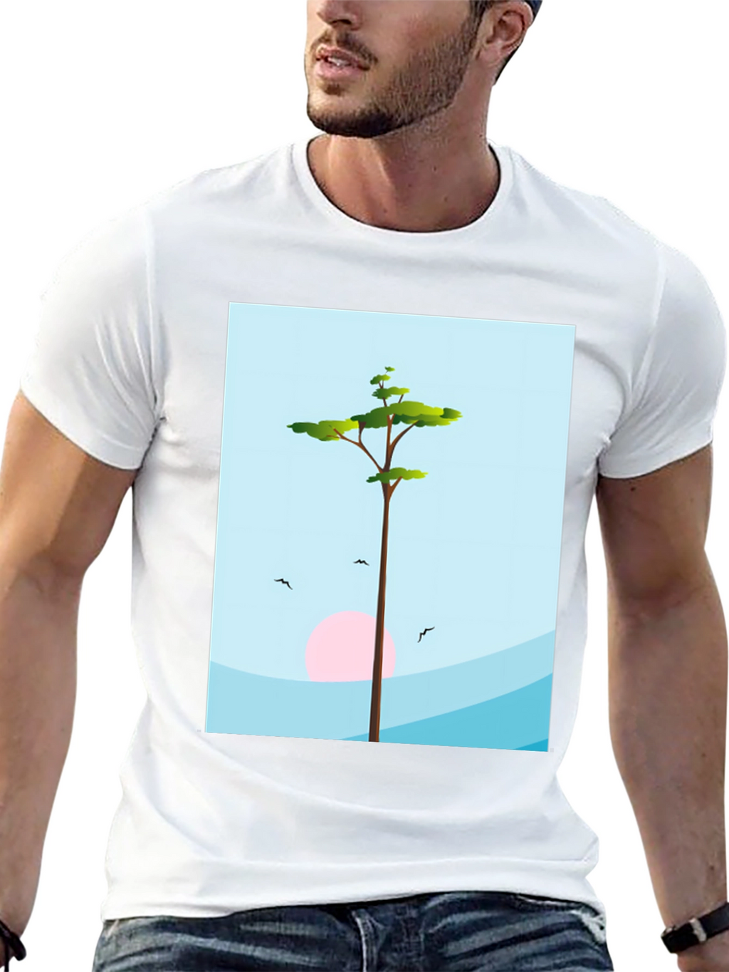 Nature Scene Graphic Tee - Black