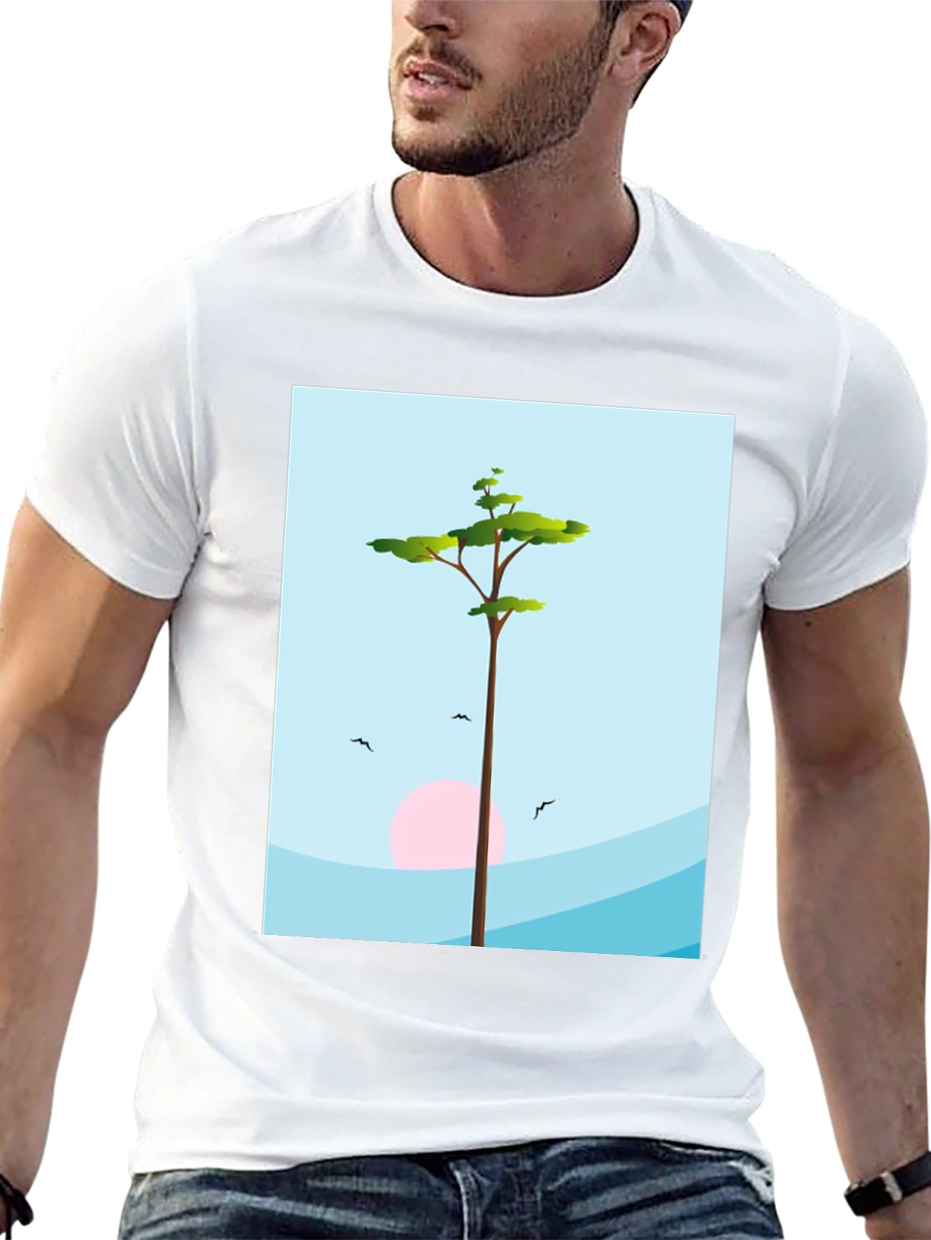 Nature Scene Graphic Tee - Black