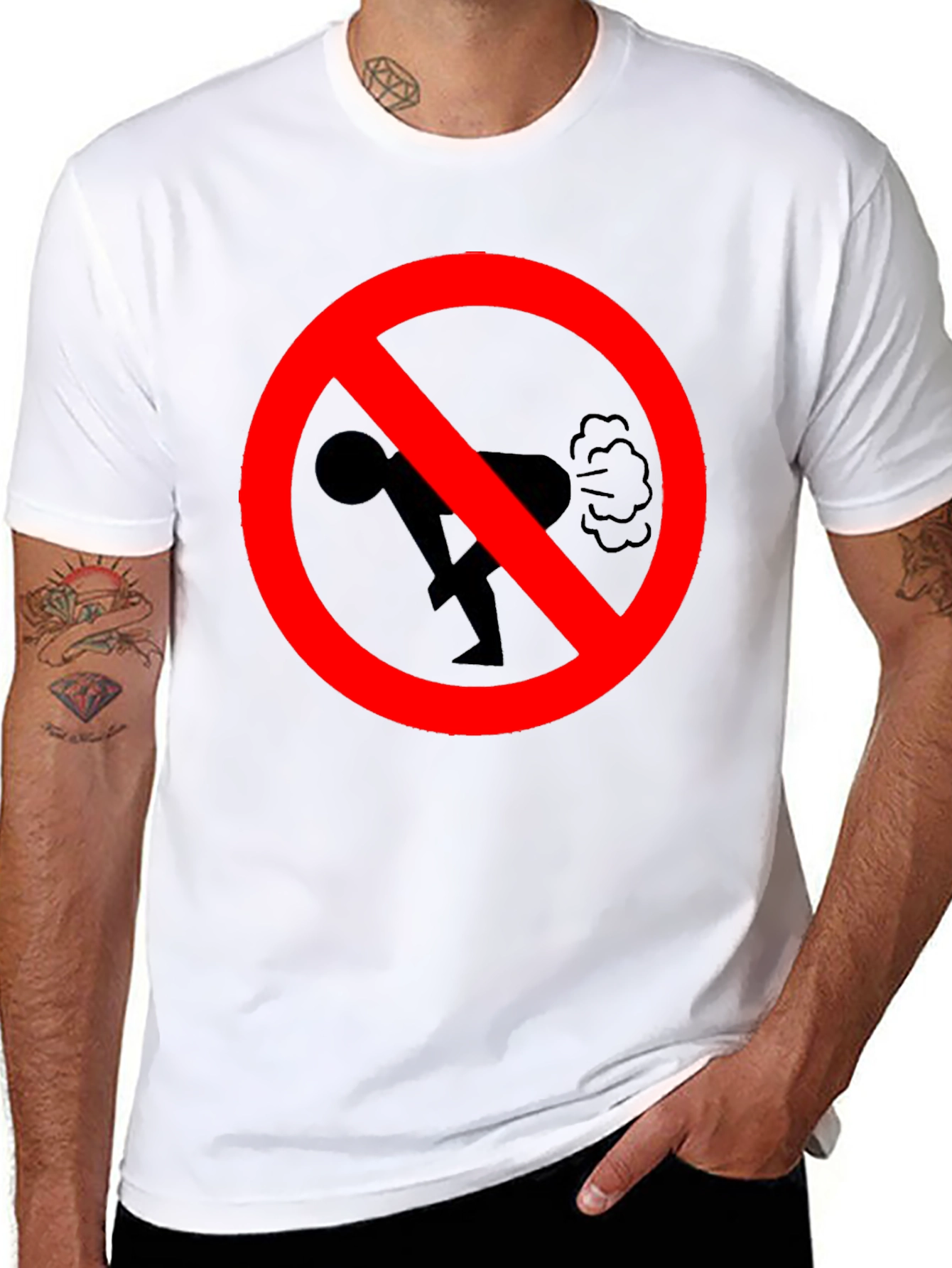 No Farting Black T-Shirt - Novelty Graphic Tee