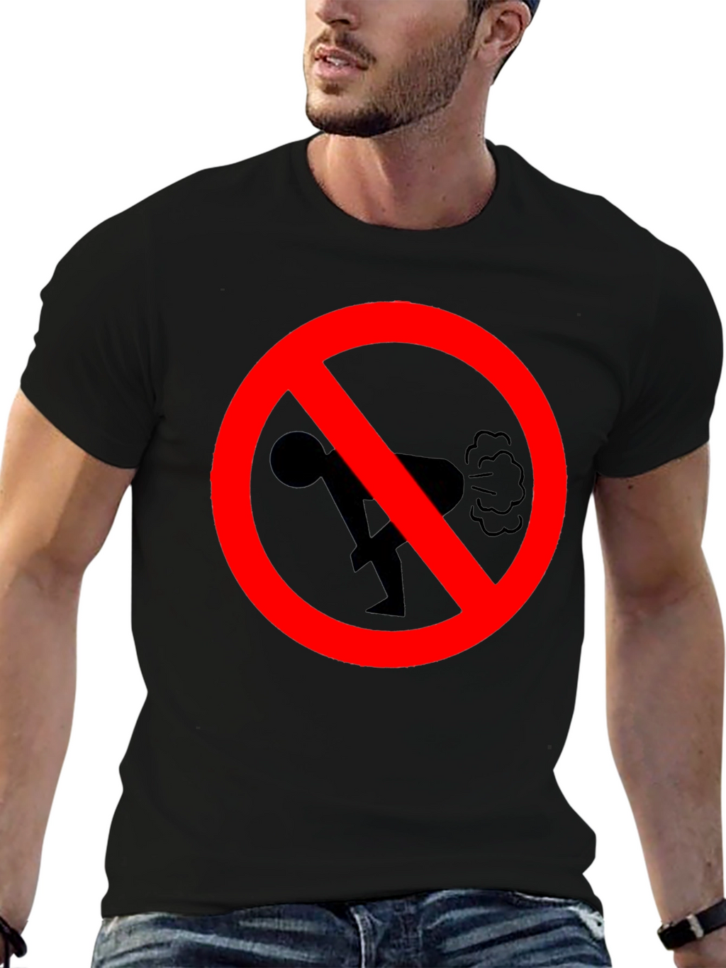 No Farting Black T-Shirt - Novelty Graphic Tee