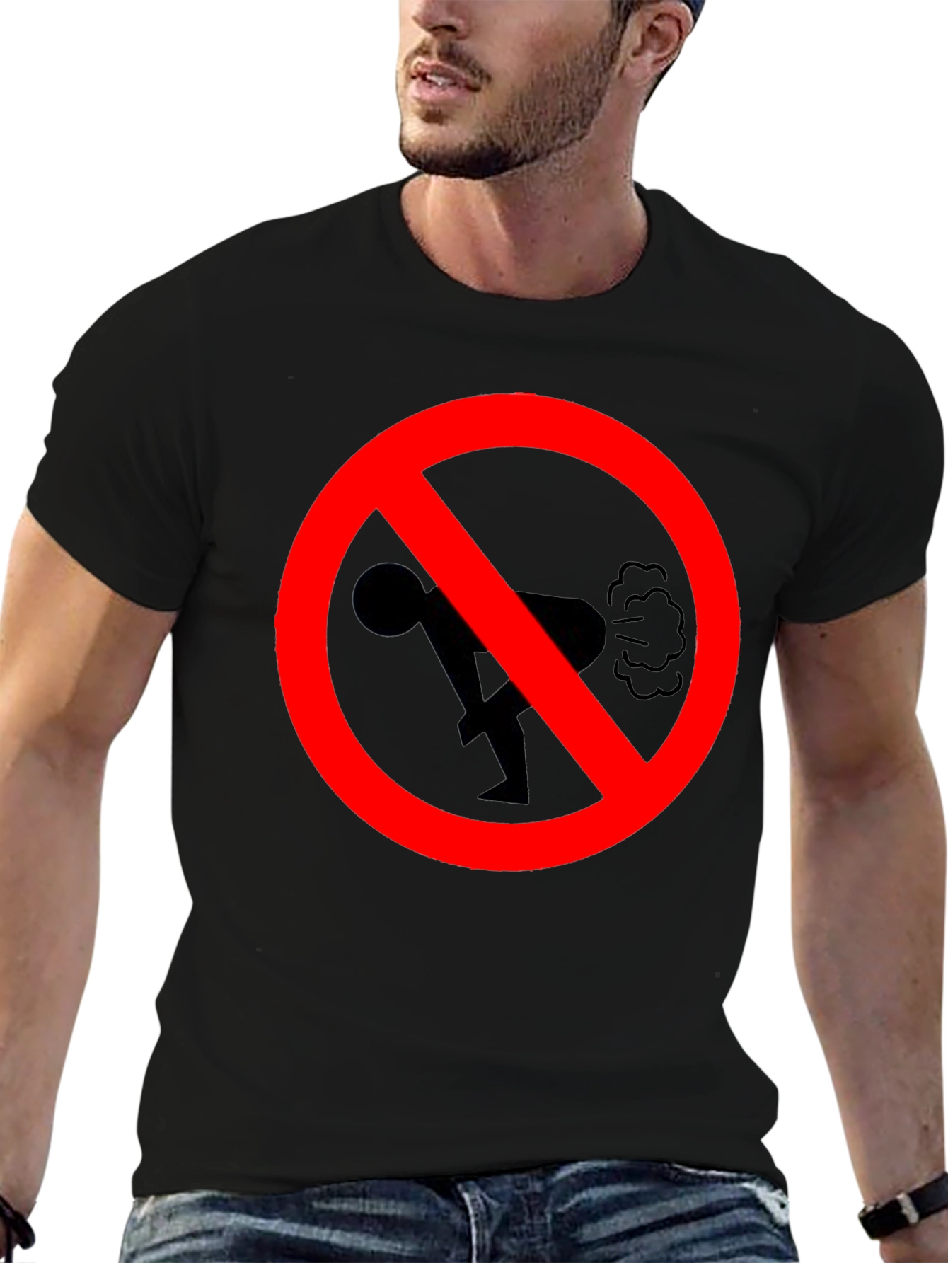 No Farting Black T-Shirt - Novelty Graphic Tee