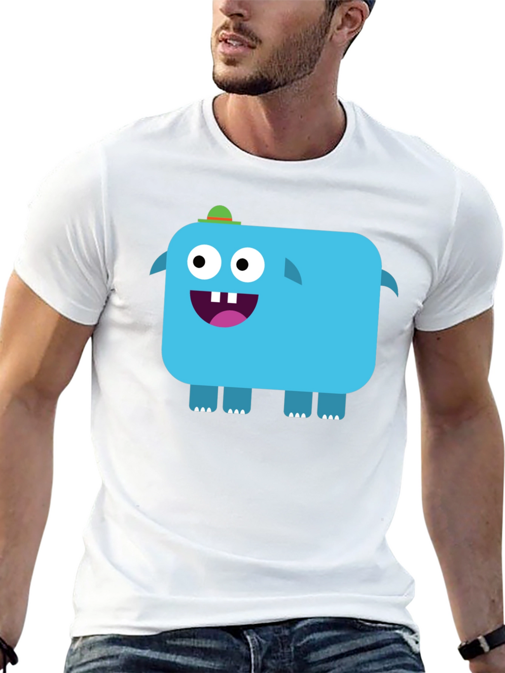 Funky Blue Monster Graphic Tee - Black Unisex T-Shirt