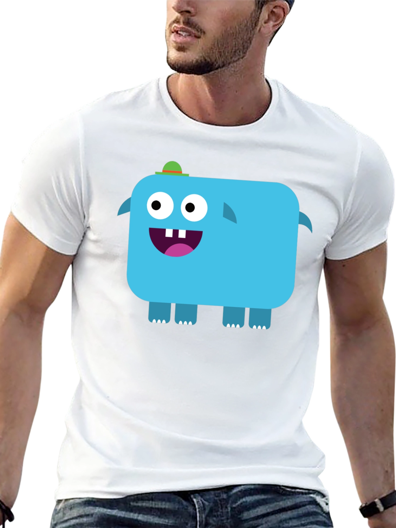 Funky Blue Monster Graphic Tee - Black Unisex T-Shirt