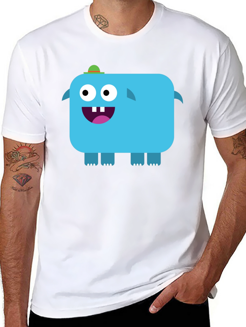 Funky Blue Monster Graphic Tee - Black Unisex T-Shirt