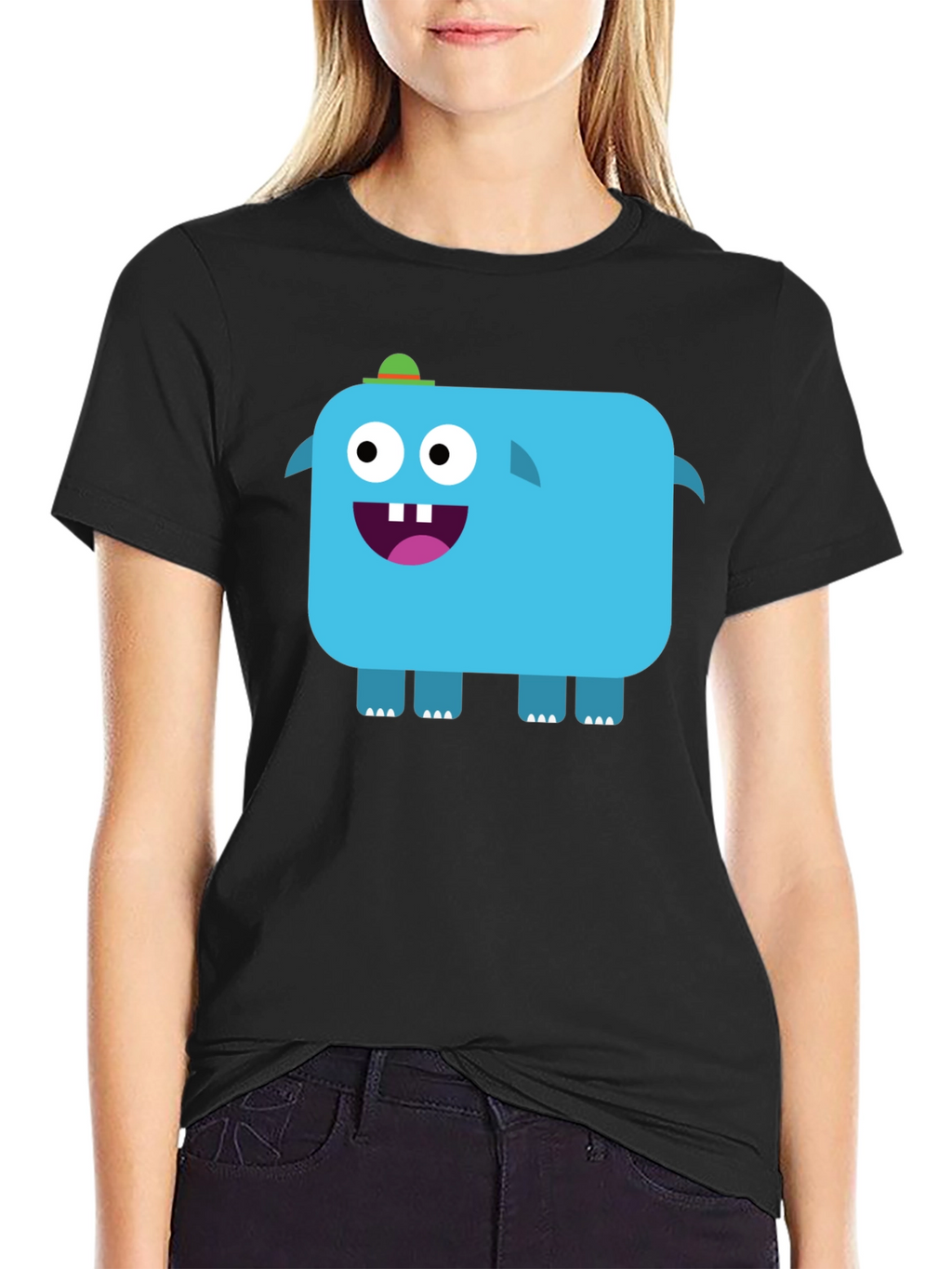 Funky Blue Monster Graphic Tee - Black Unisex T-Shirt