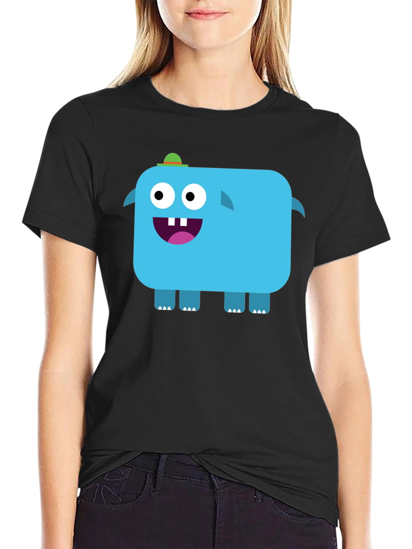 Funky Blue Monster Graphic Tee - Black Unisex T-Shirt