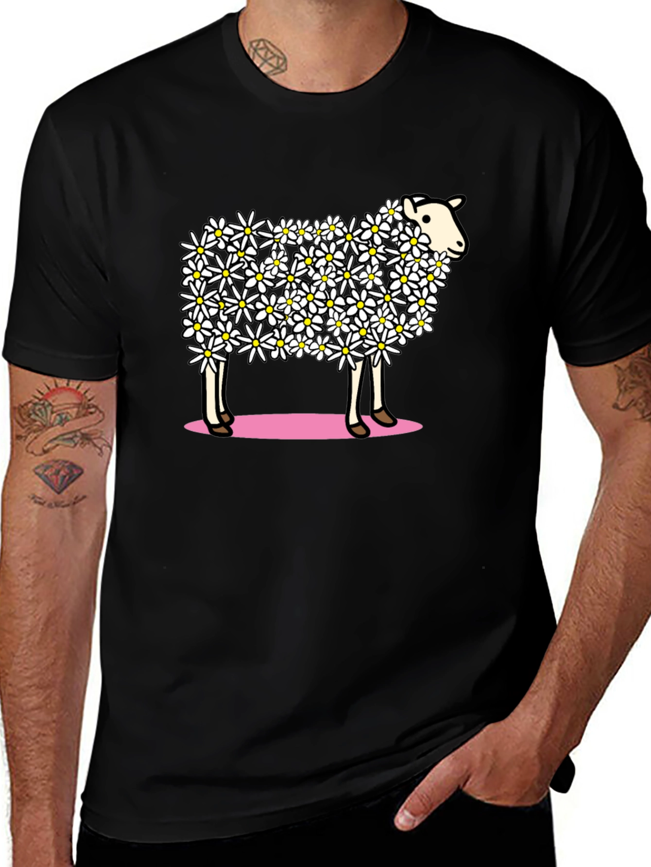 Floral Sheep Graphic T-Shirt - Unique Design