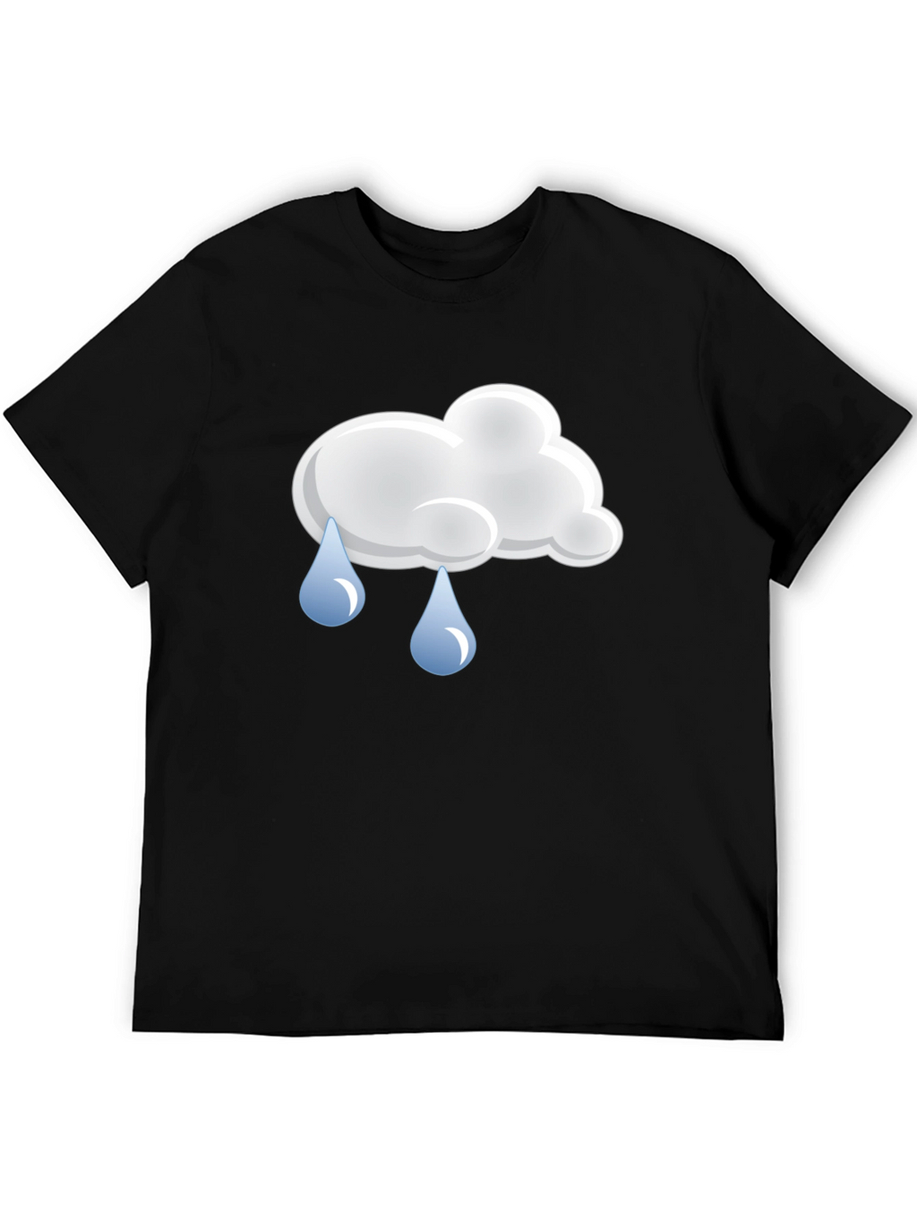 Rainy Day Cloud Graphic Tee - Black Cotton T-Shirt