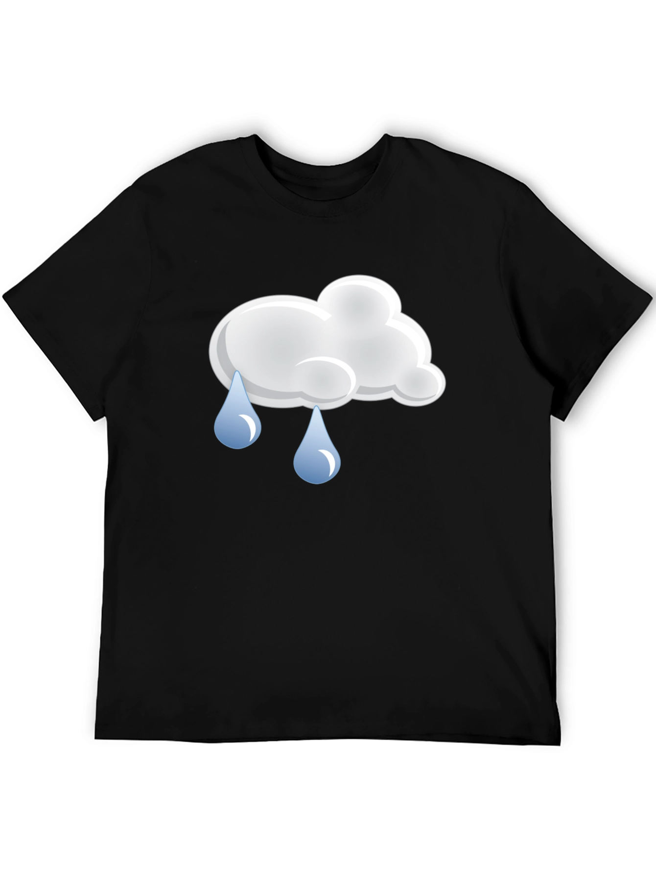 Rainy Day Cloud Graphic Tee - Black Cotton T-Shirt