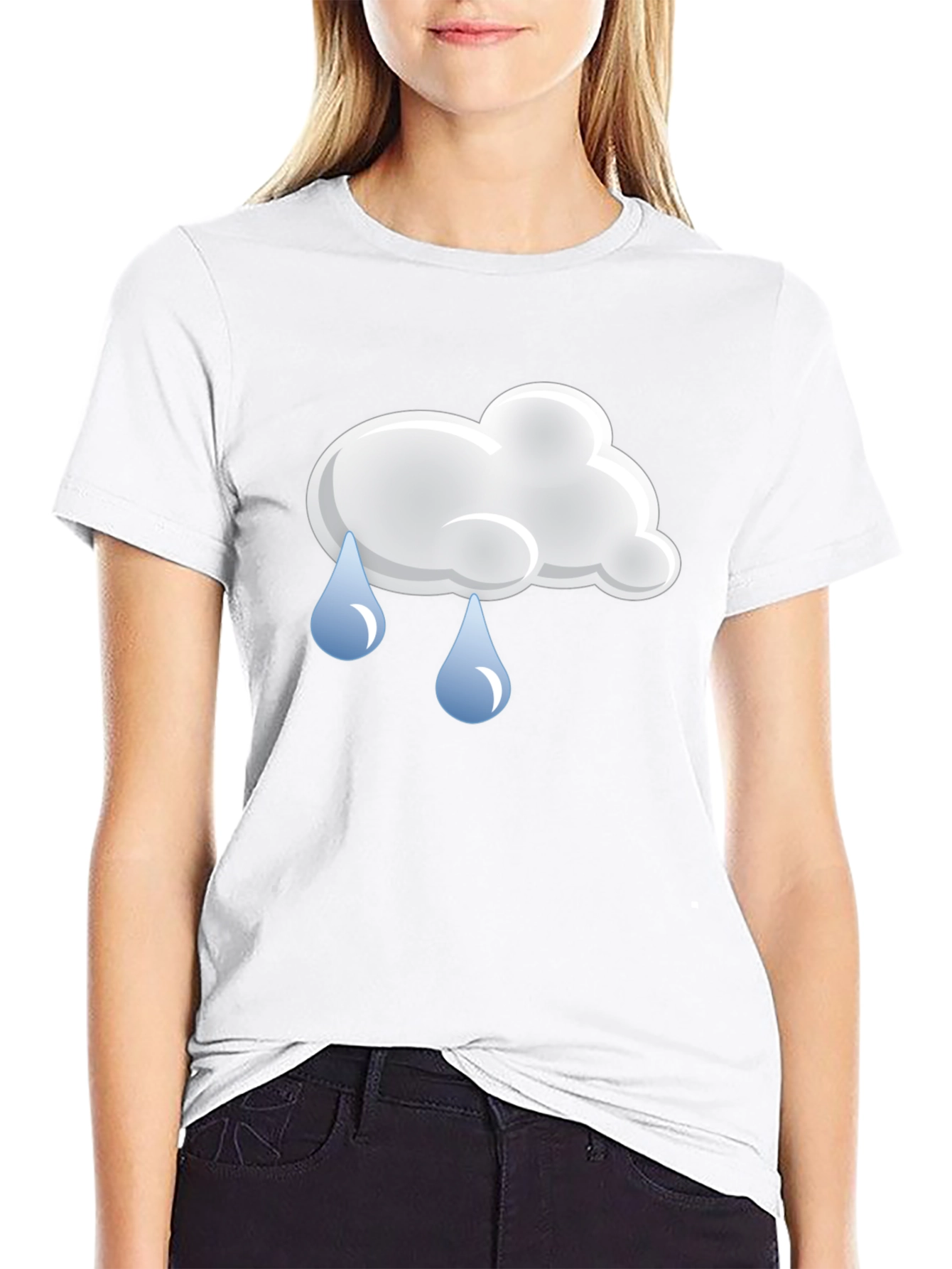 Rainy Day Cloud Graphic Tee - Black Cotton T-Shirt