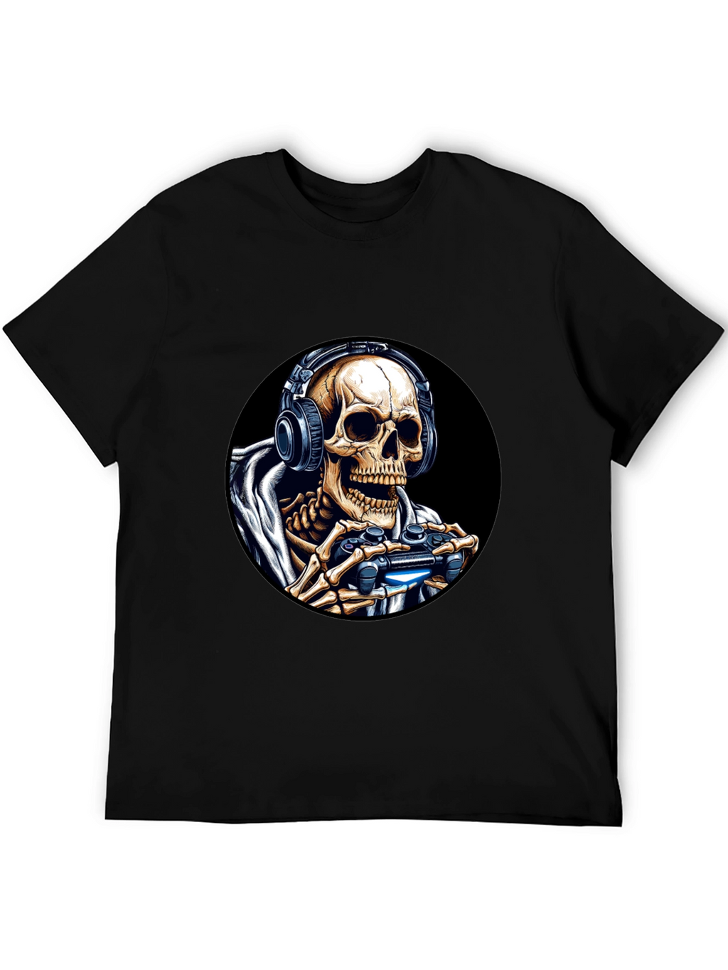 Gaming Skeleton T-Shirt - Black Cotton Tee