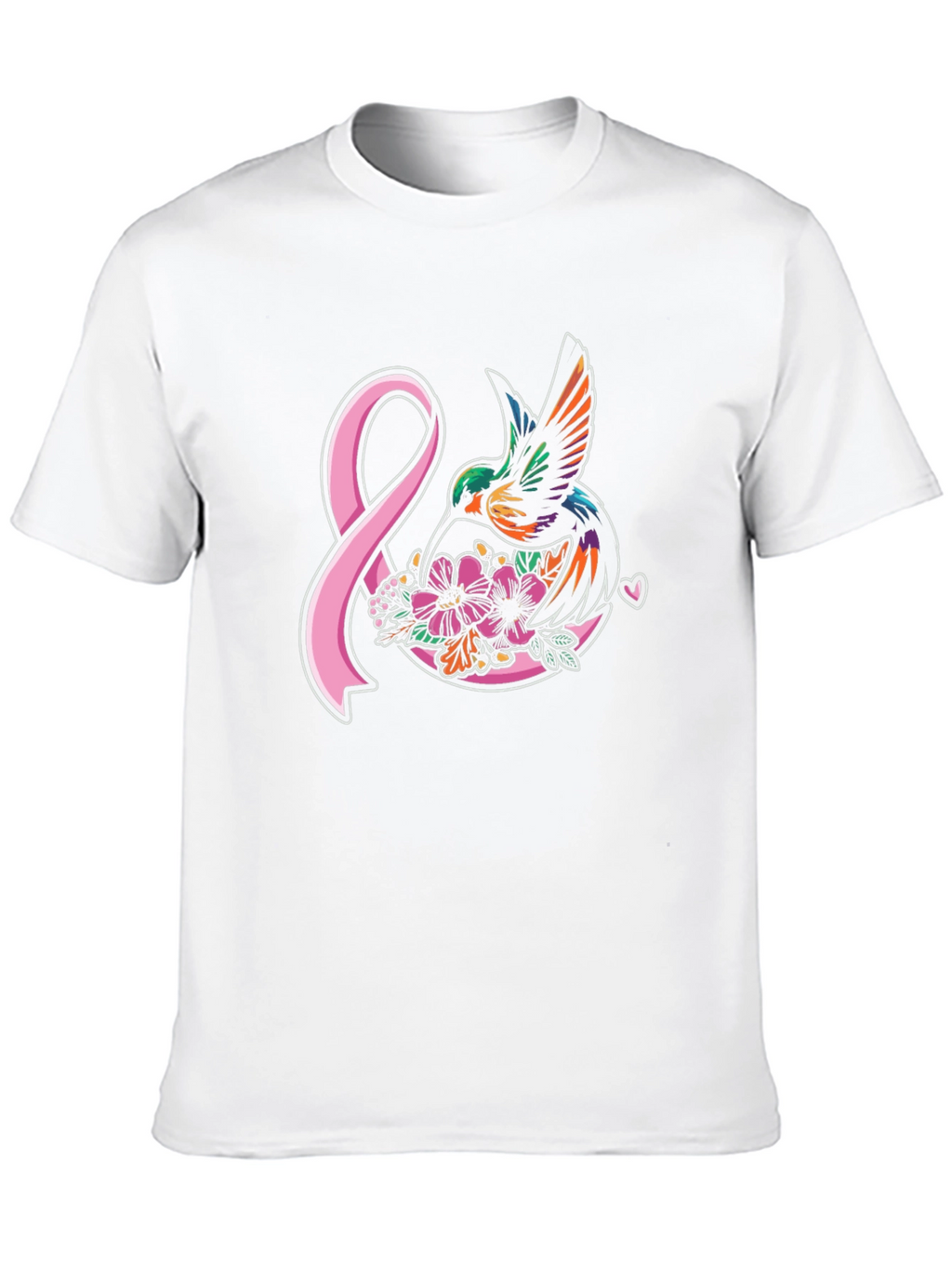 Hummingbird & Pink Ribbon Graphic T-Shirt
