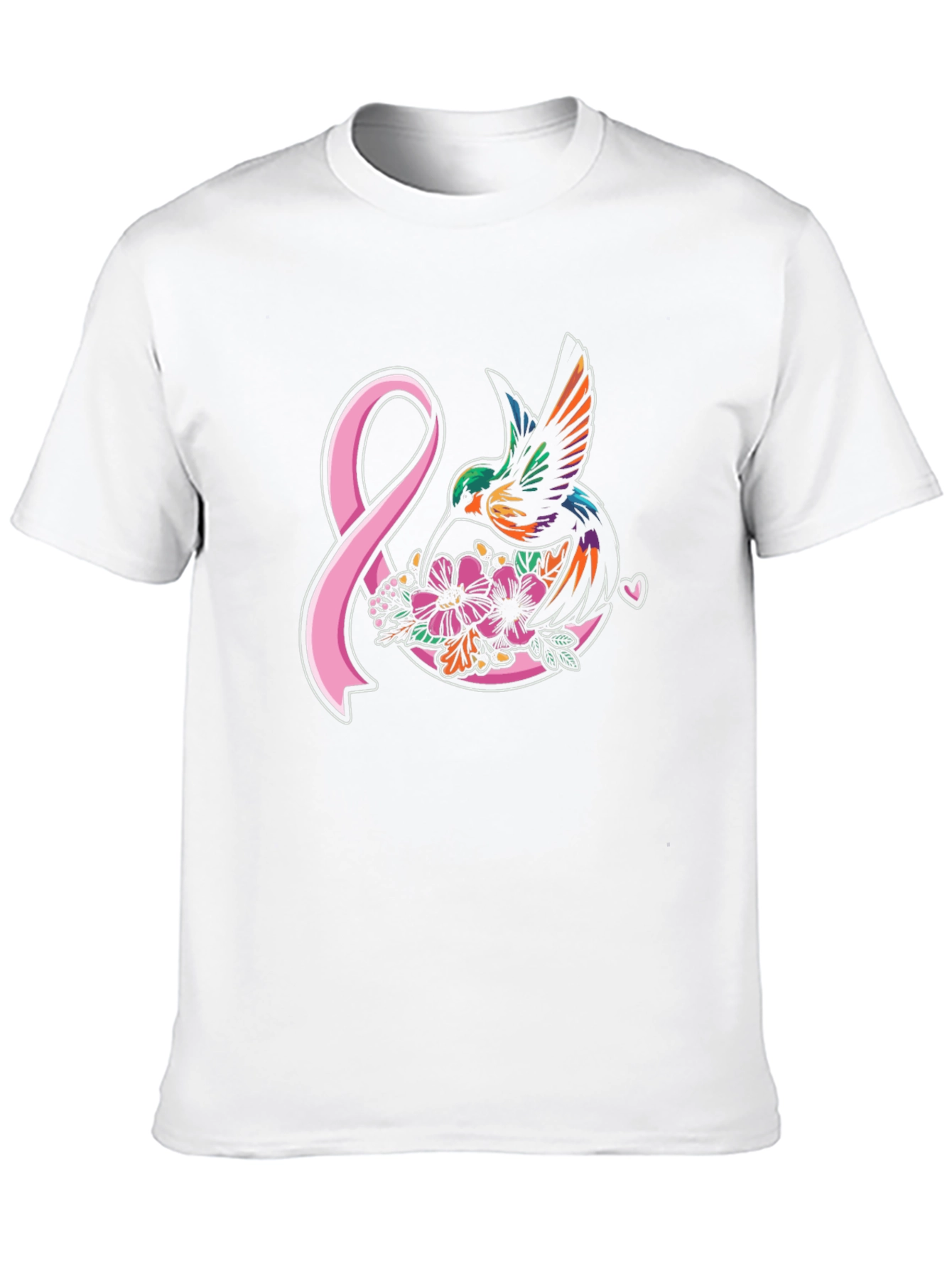 Hummingbird & Pink Ribbon Graphic T-Shirt