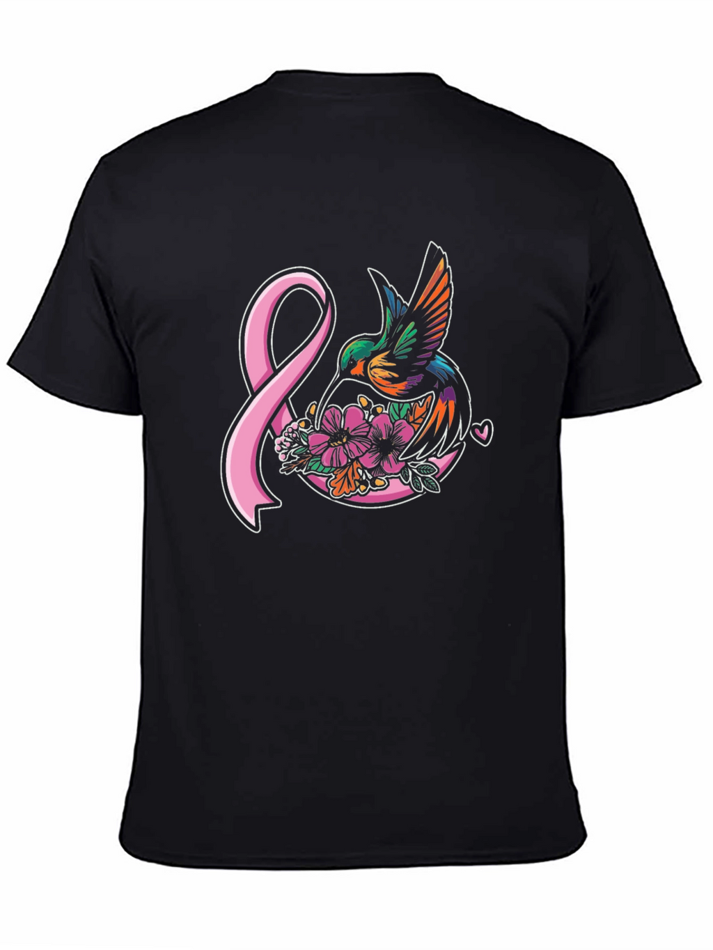Hummingbird & Pink Ribbon Graphic T-Shirt