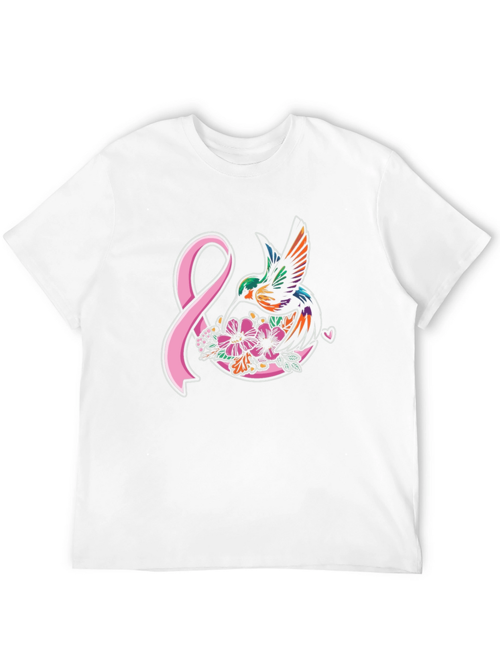 Hummingbird & Pink Ribbon Graphic T-Shirt