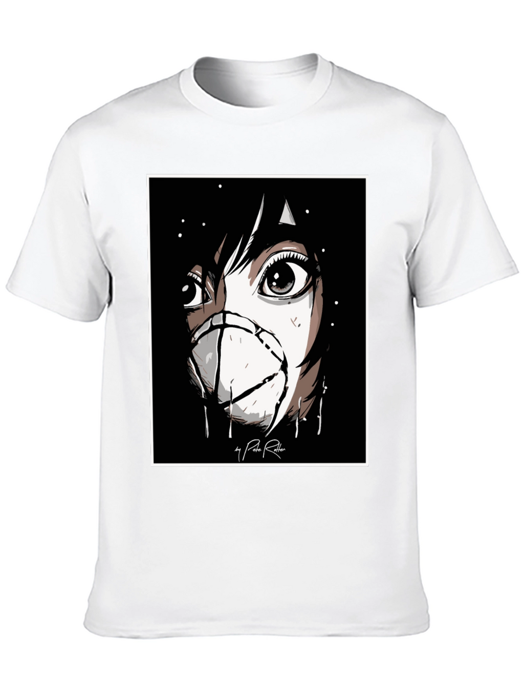 Anime Mask Graphic Black T-Shirt