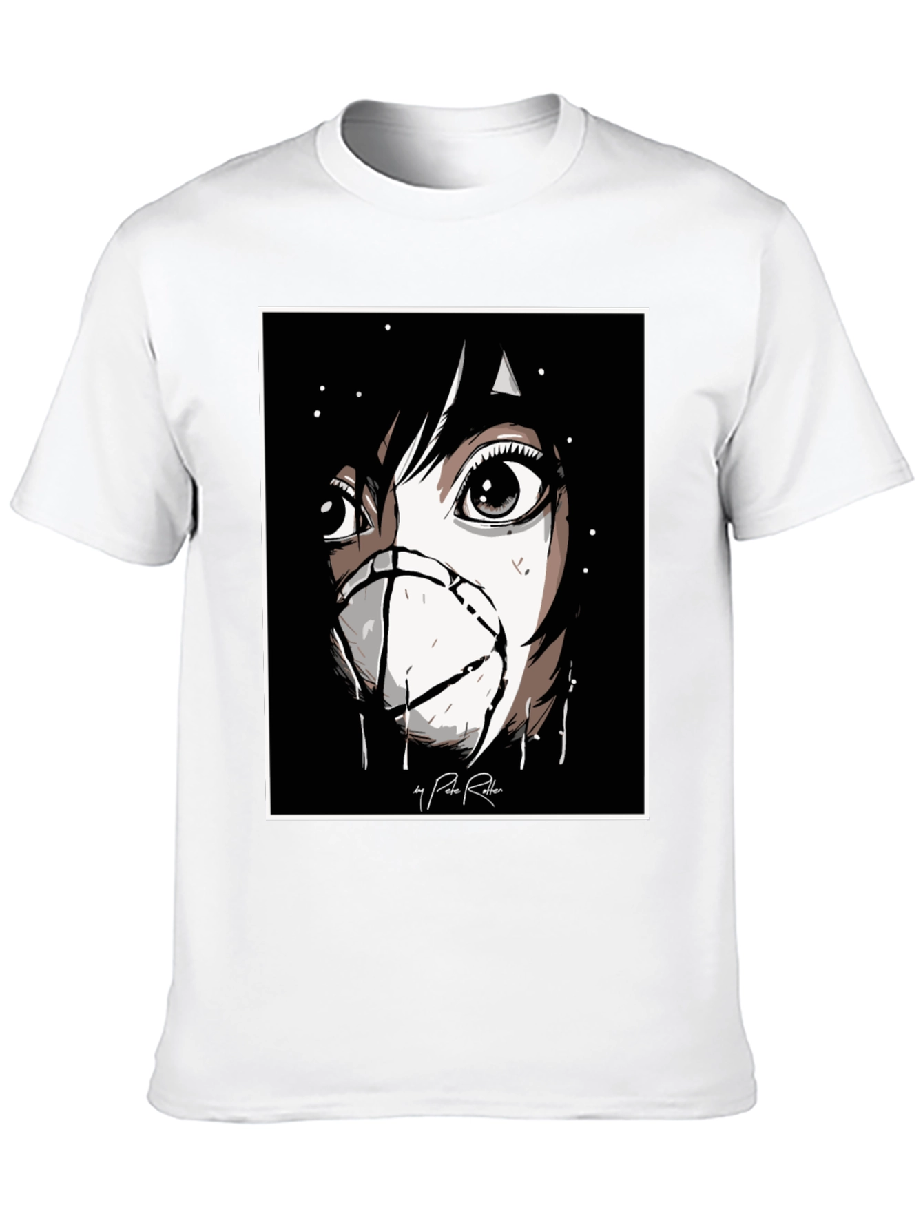 Anime Mask Graphic Black T-Shirt