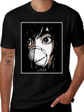 Anime Mask Graphic Black T-Shirt
