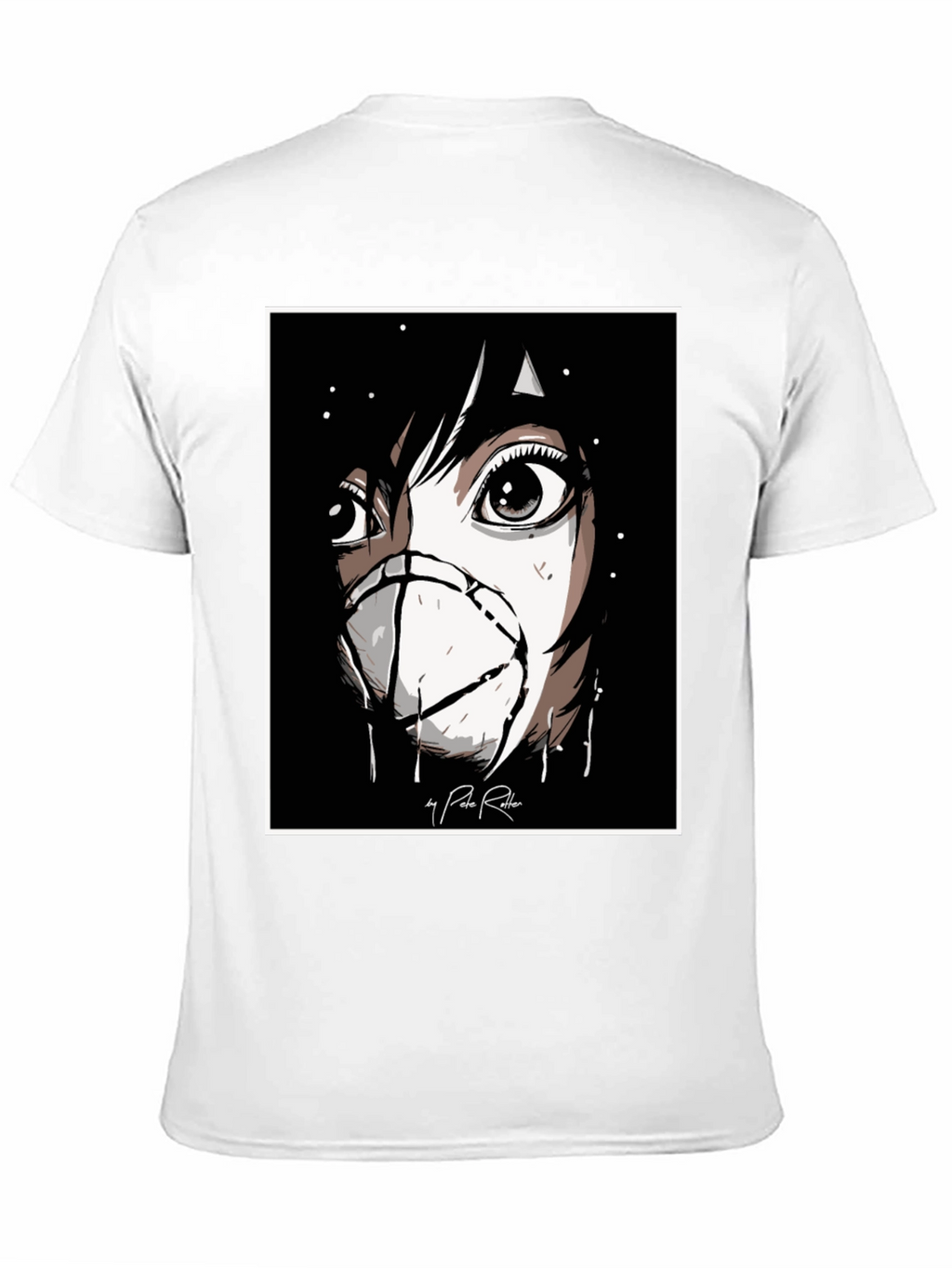 Anime Mask Graphic Black T-Shirt