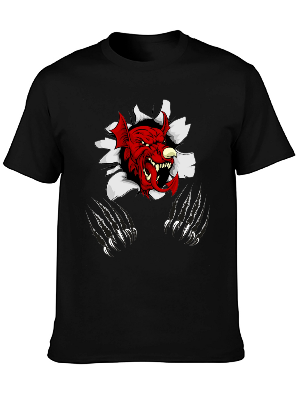 Mens Black Graphic Tee - Red Devil Claw Design