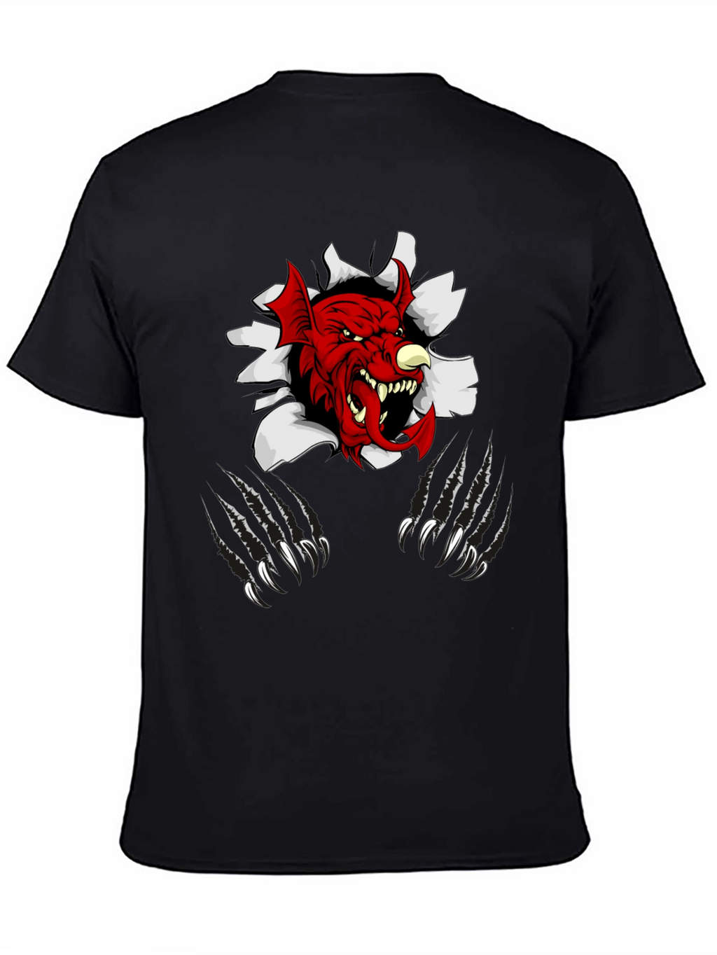 Mens Black Graphic Tee - Red Devil Claw Design