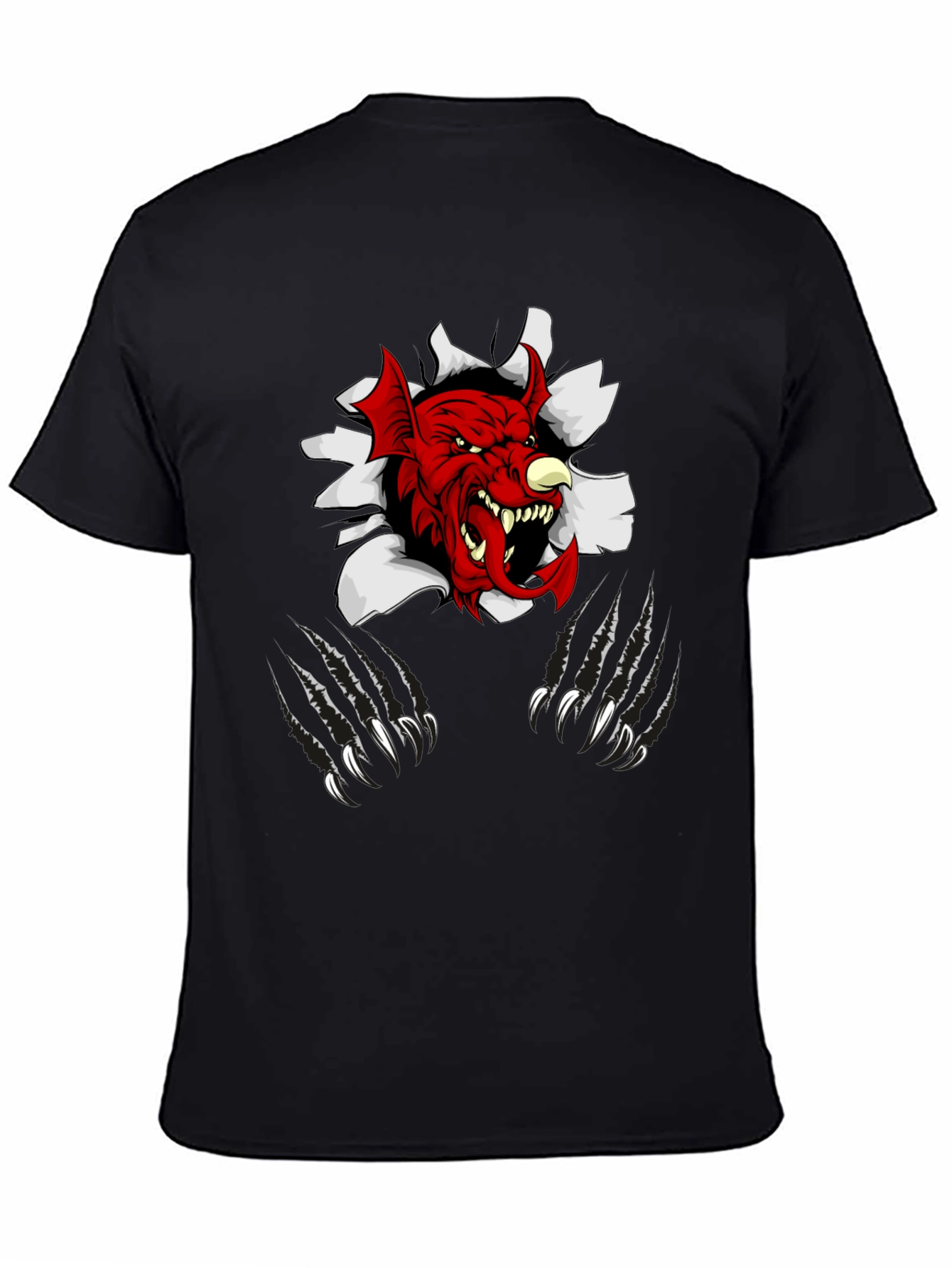 Mens Black Graphic Tee - Red Devil Claw Design