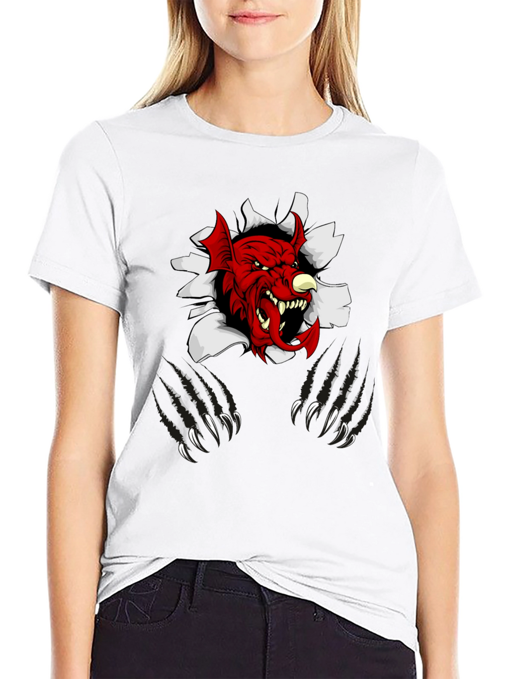 Mens Black Graphic Tee - Red Devil Claw Design