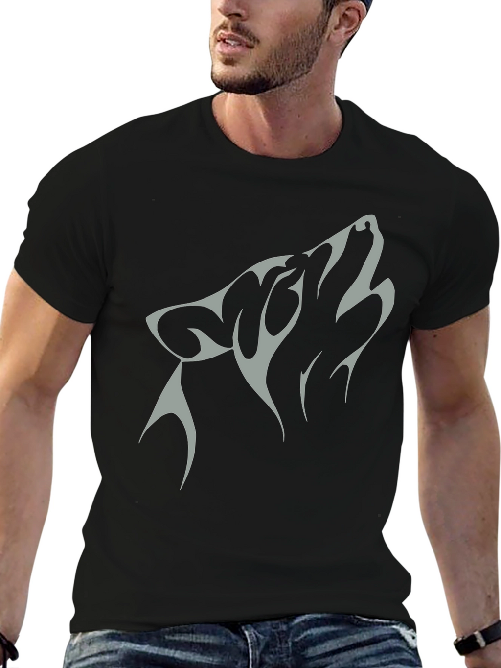 Wolf Graphic Tee - Black Cotton Blend