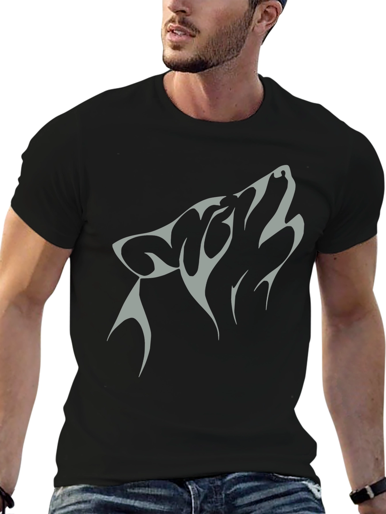 Wolf Graphic Tee - Black Cotton Blend