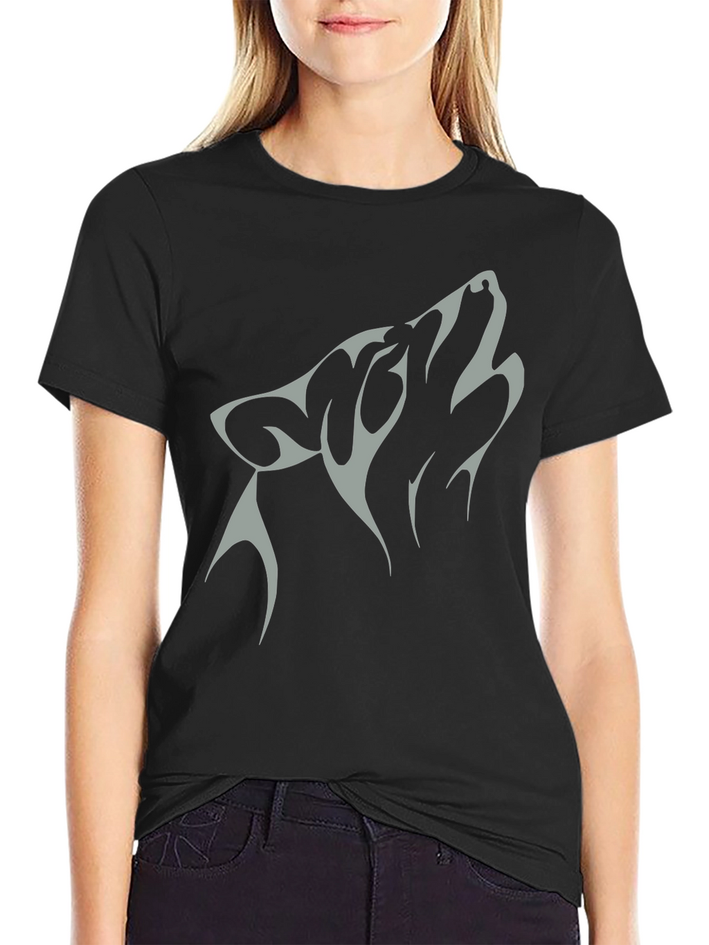 Wolf Graphic Tee - Black Cotton Blend