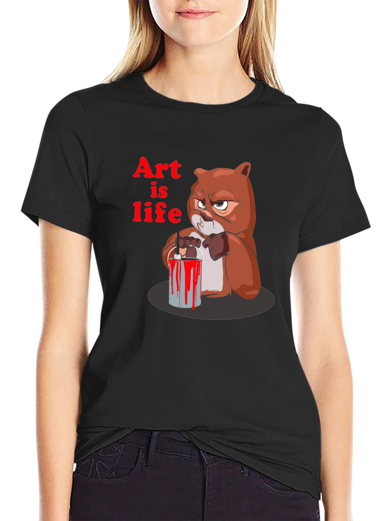 Art is Life Graphic Print Crew Neck T-Shirt