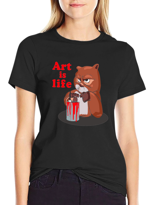 Art is Life Graphic Print Crew Neck T-Shirt