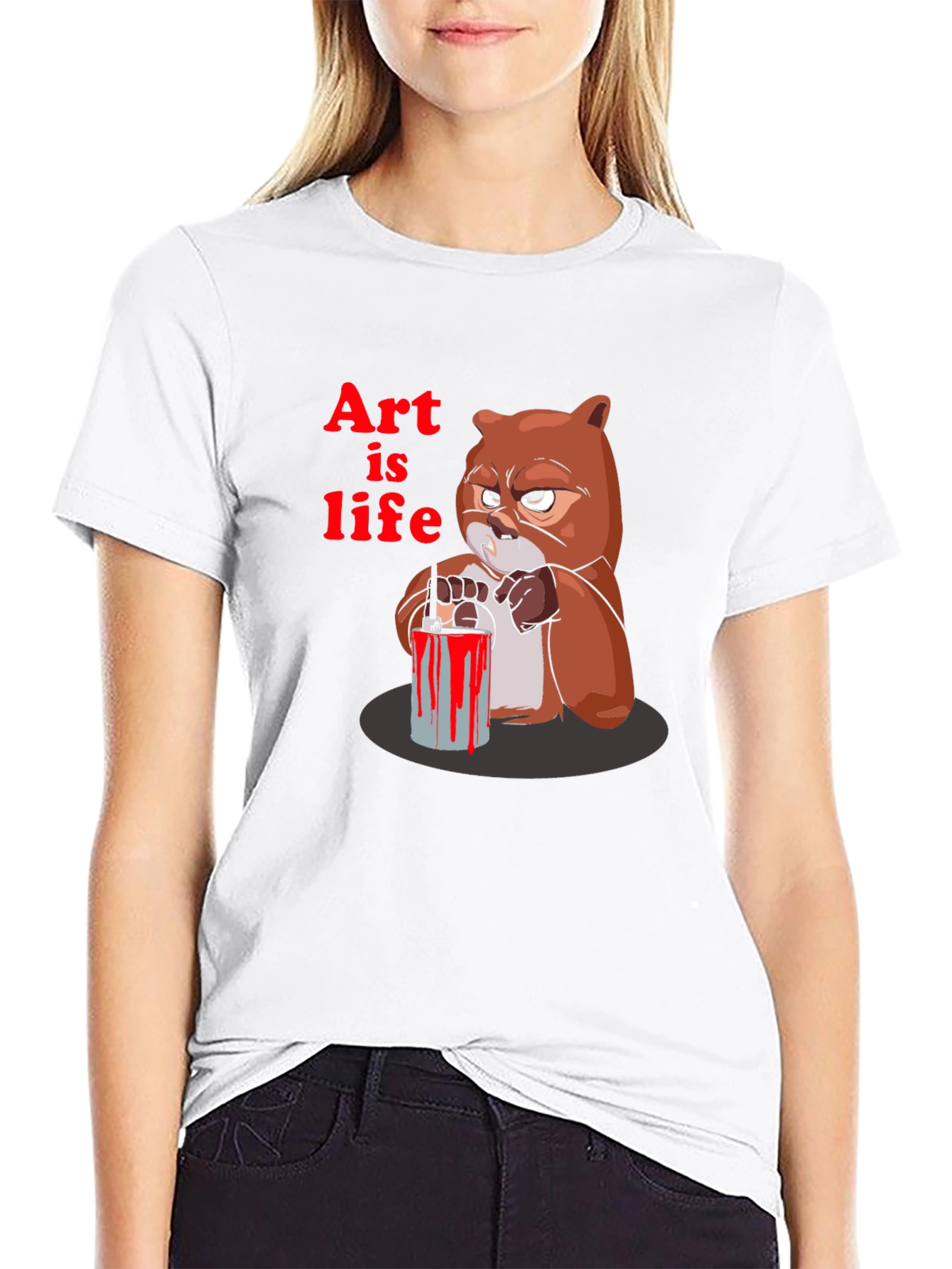 Art is Life Graphic Print Crew Neck T-Shirt