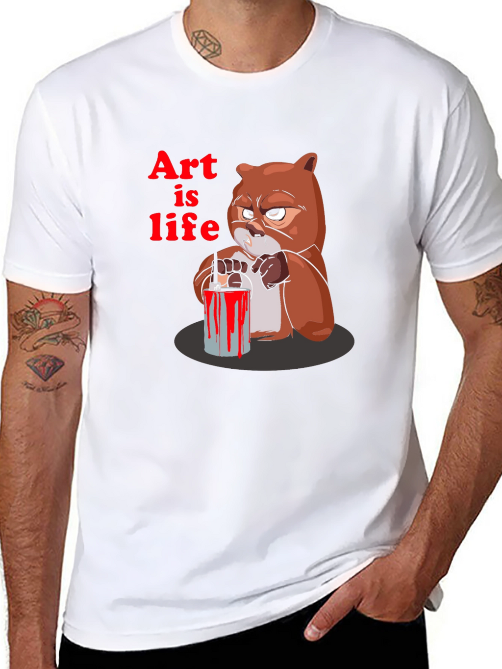 Art is Life Graphic Print Crew Neck T-Shirt