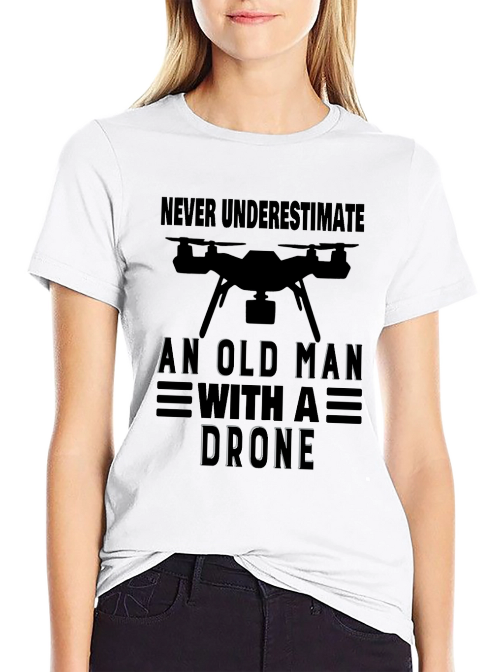 Never Underestimate Old Man with Drone T-Shirt
