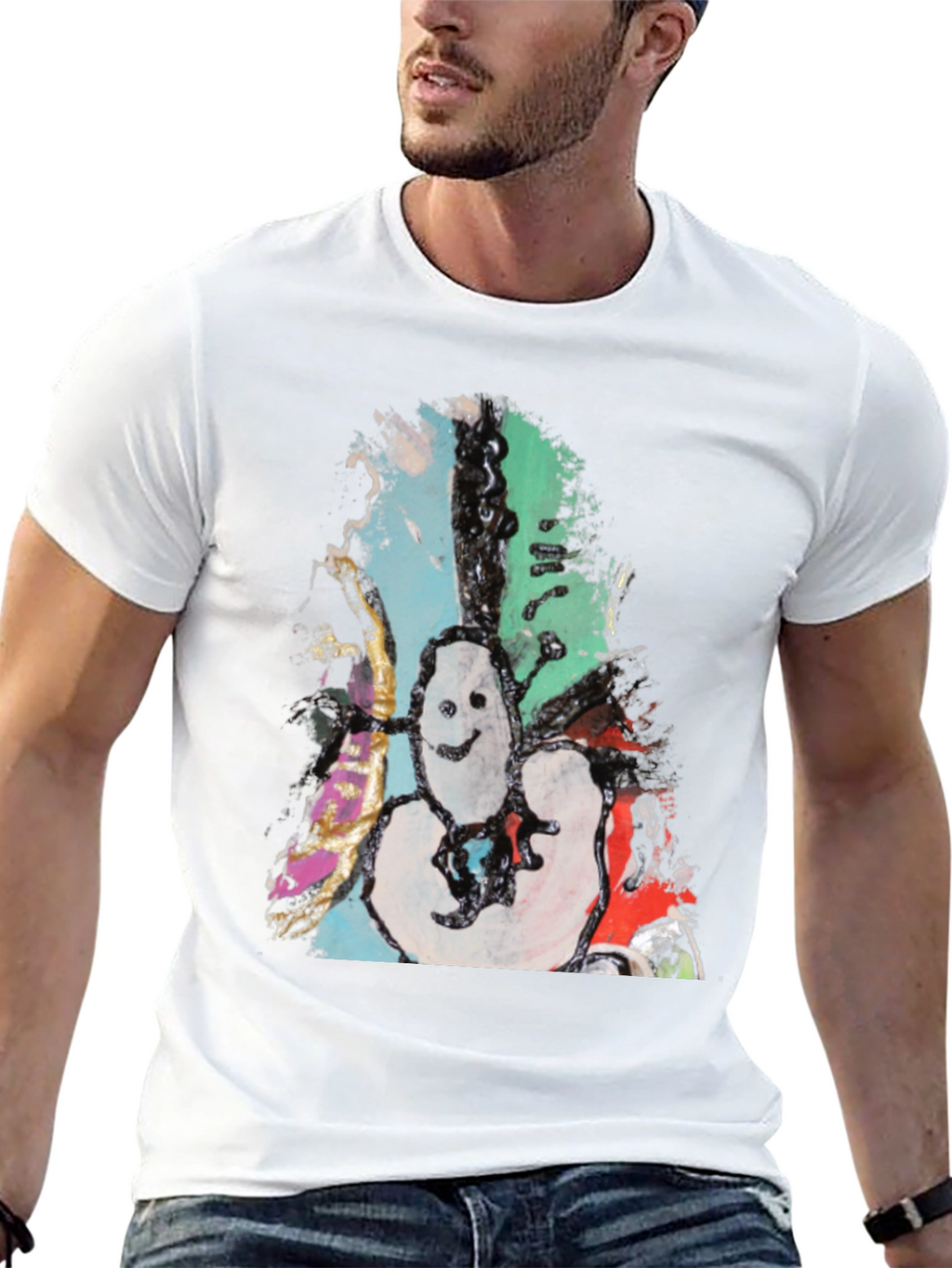 Abstract Art Graphic Print Black Tee