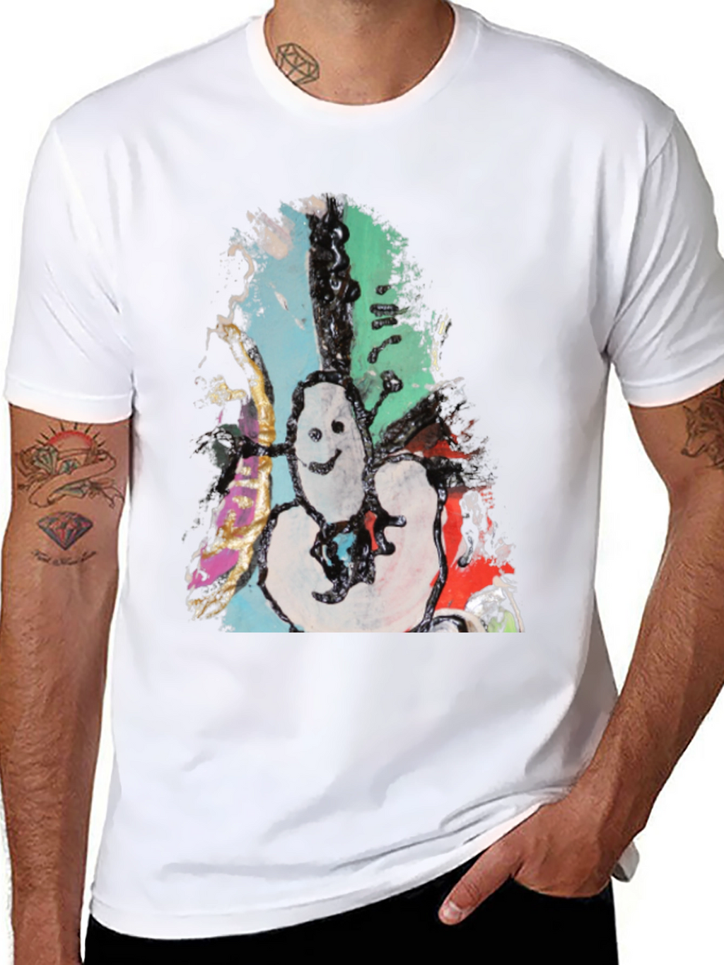 Abstract Art Graphic Print Black Tee