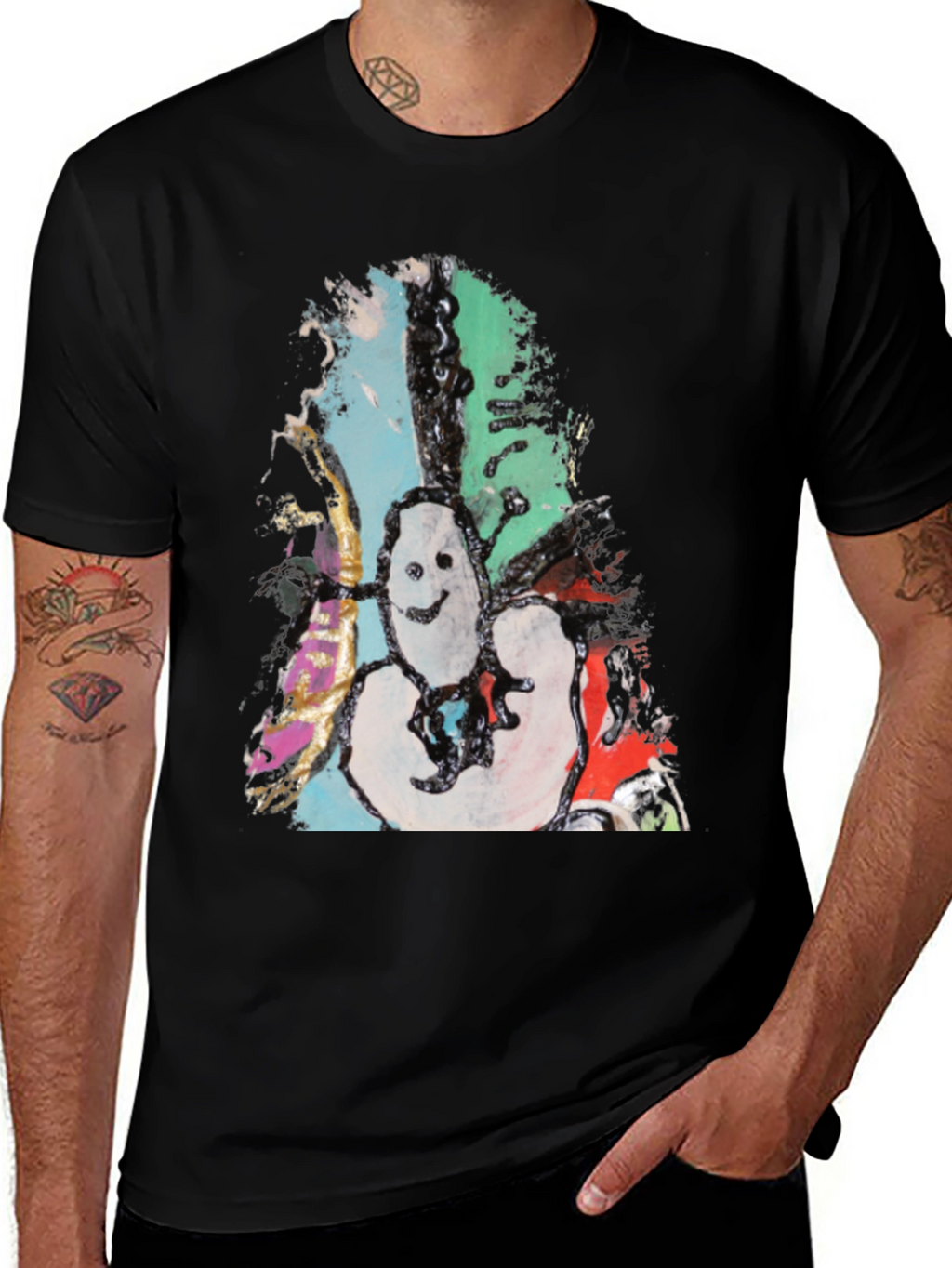 Abstract Art Graphic Print Black Tee