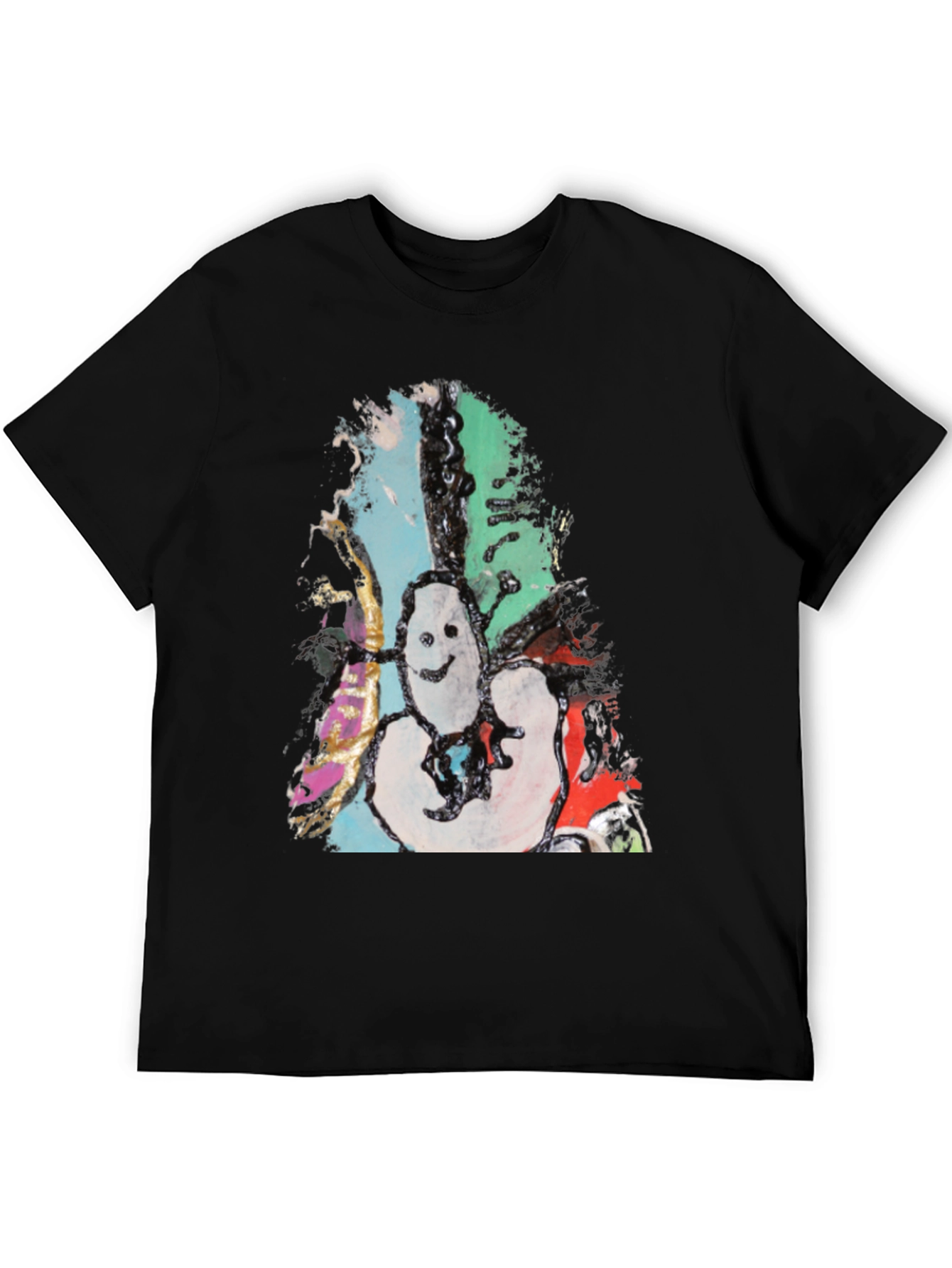 Abstract Art Graphic Print Black Tee