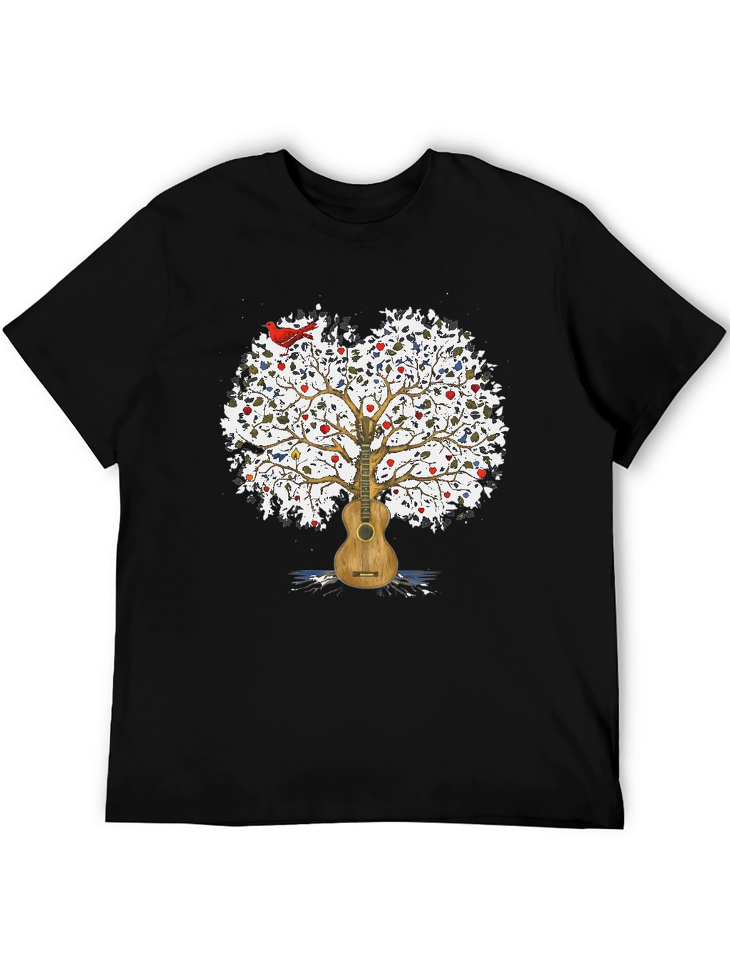 Guitar Tree Mens Black T-Shirt