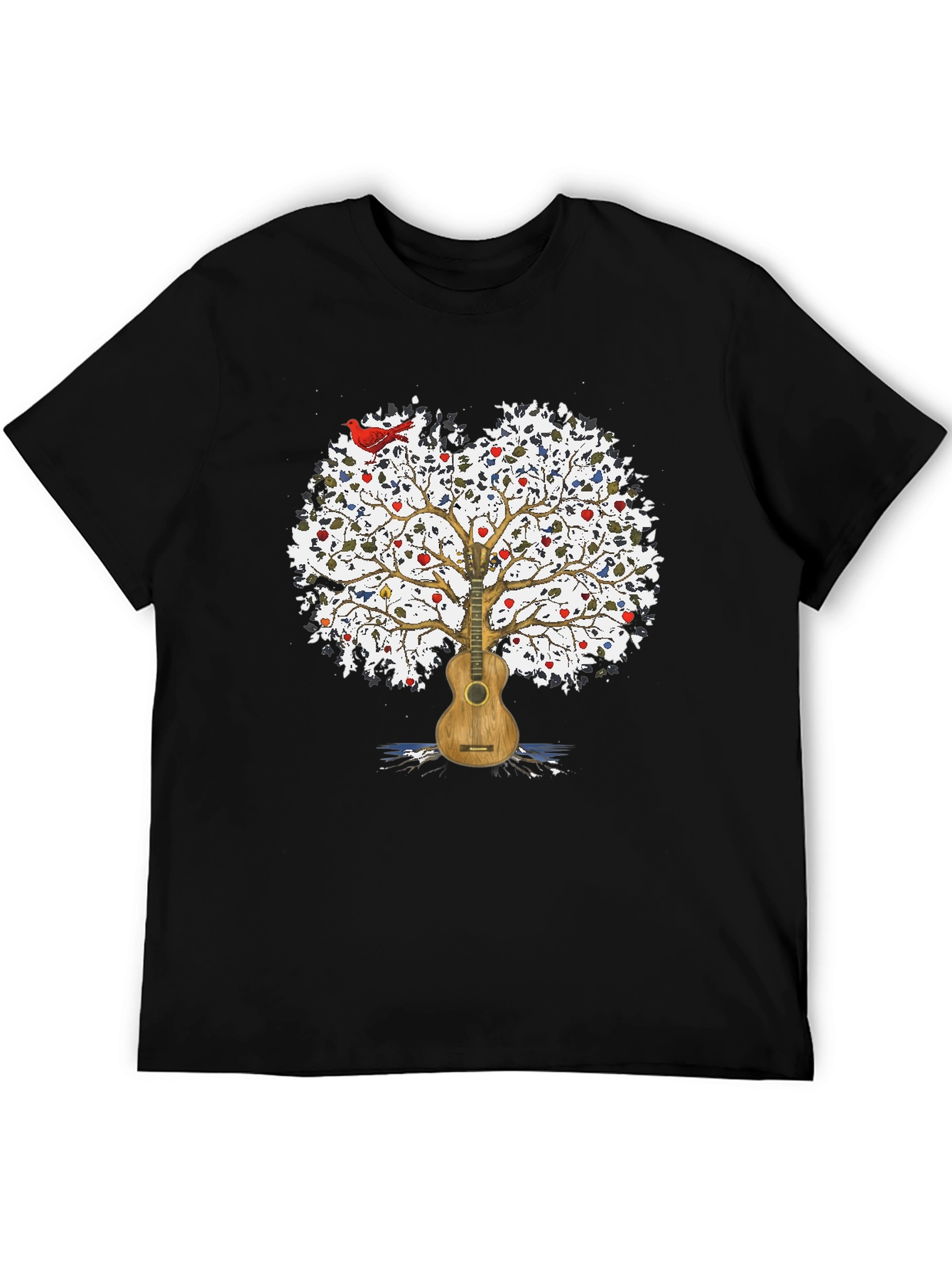 Guitar Tree Mens Black T-Shirt