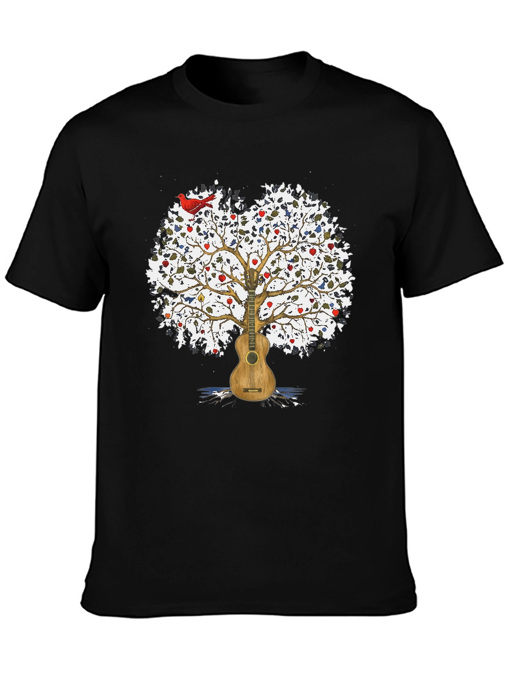 Guitar Tree Mens Black T-Shirt